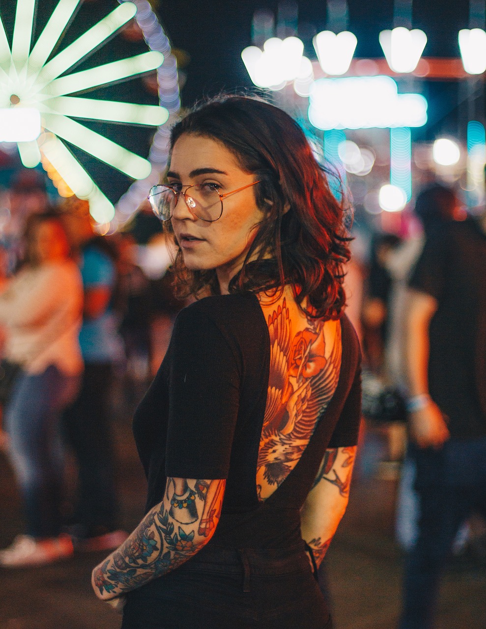 woman tattoo bokeh free photo