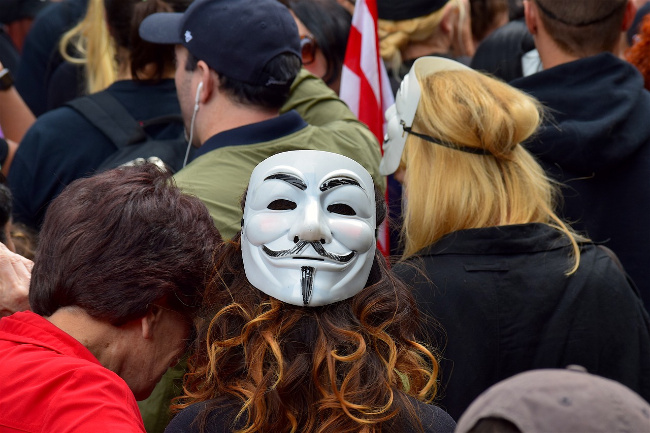 woman protester mask free photo