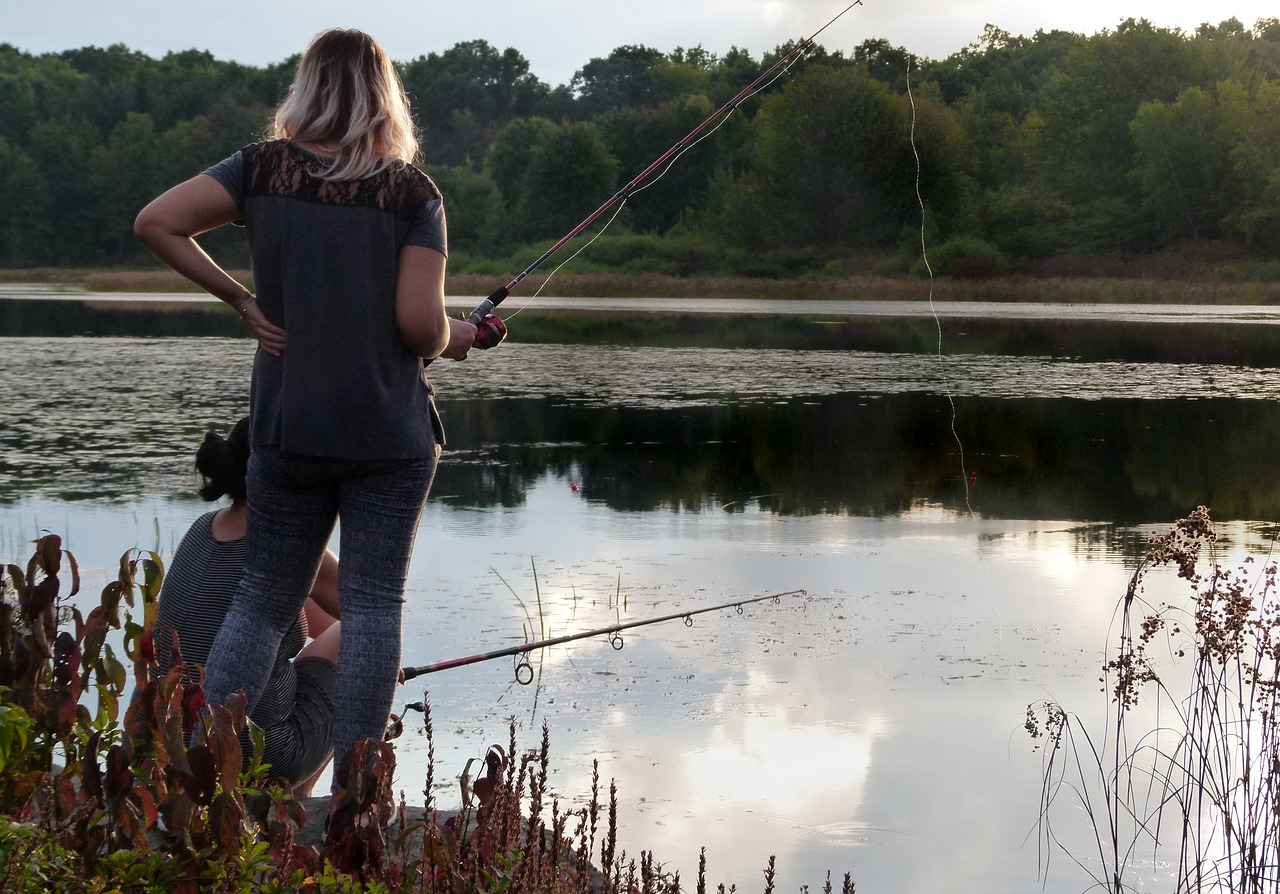 woman fishing fisherwoman free photo