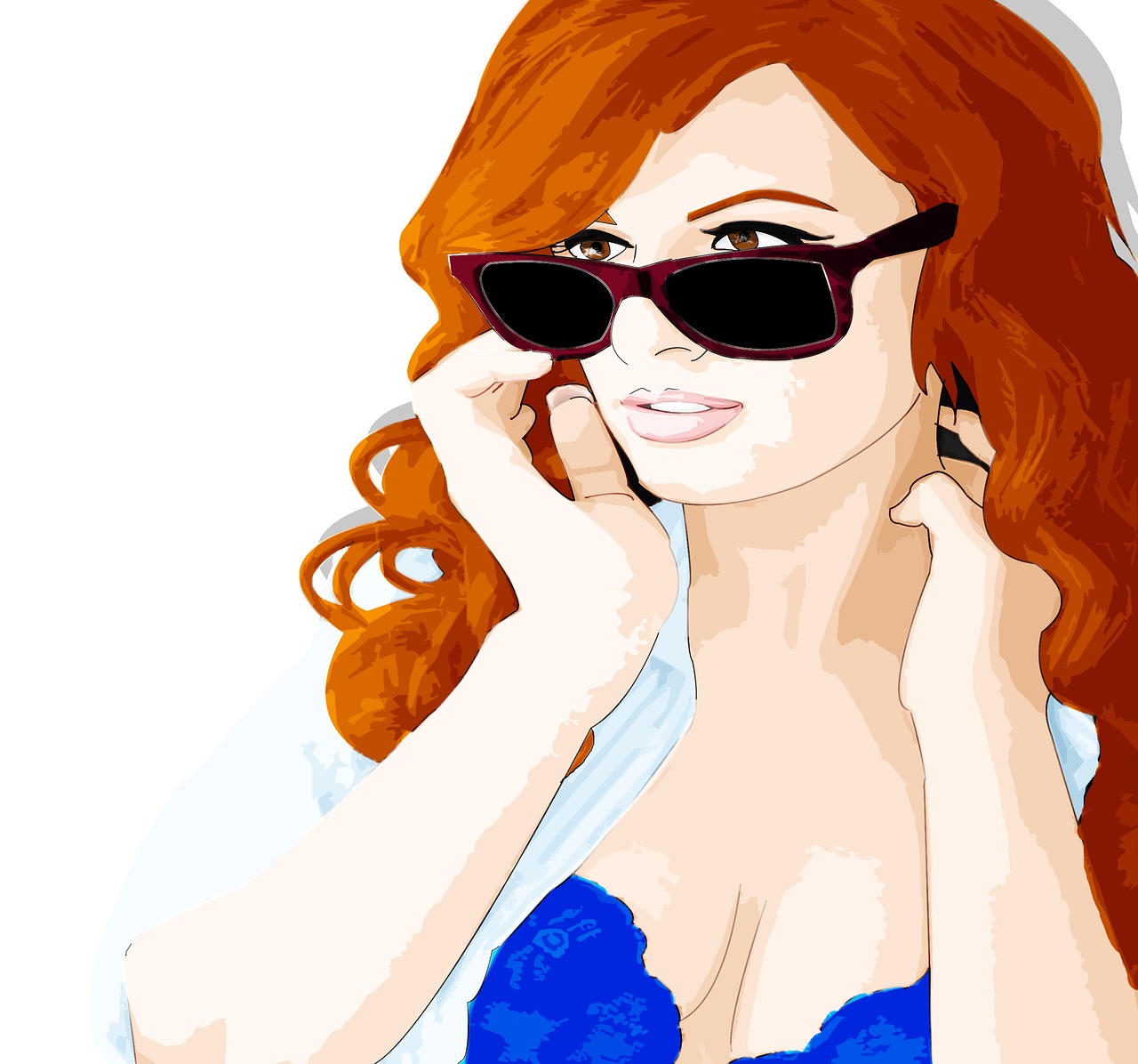 Девушка в солнцезащитных очках рисунок