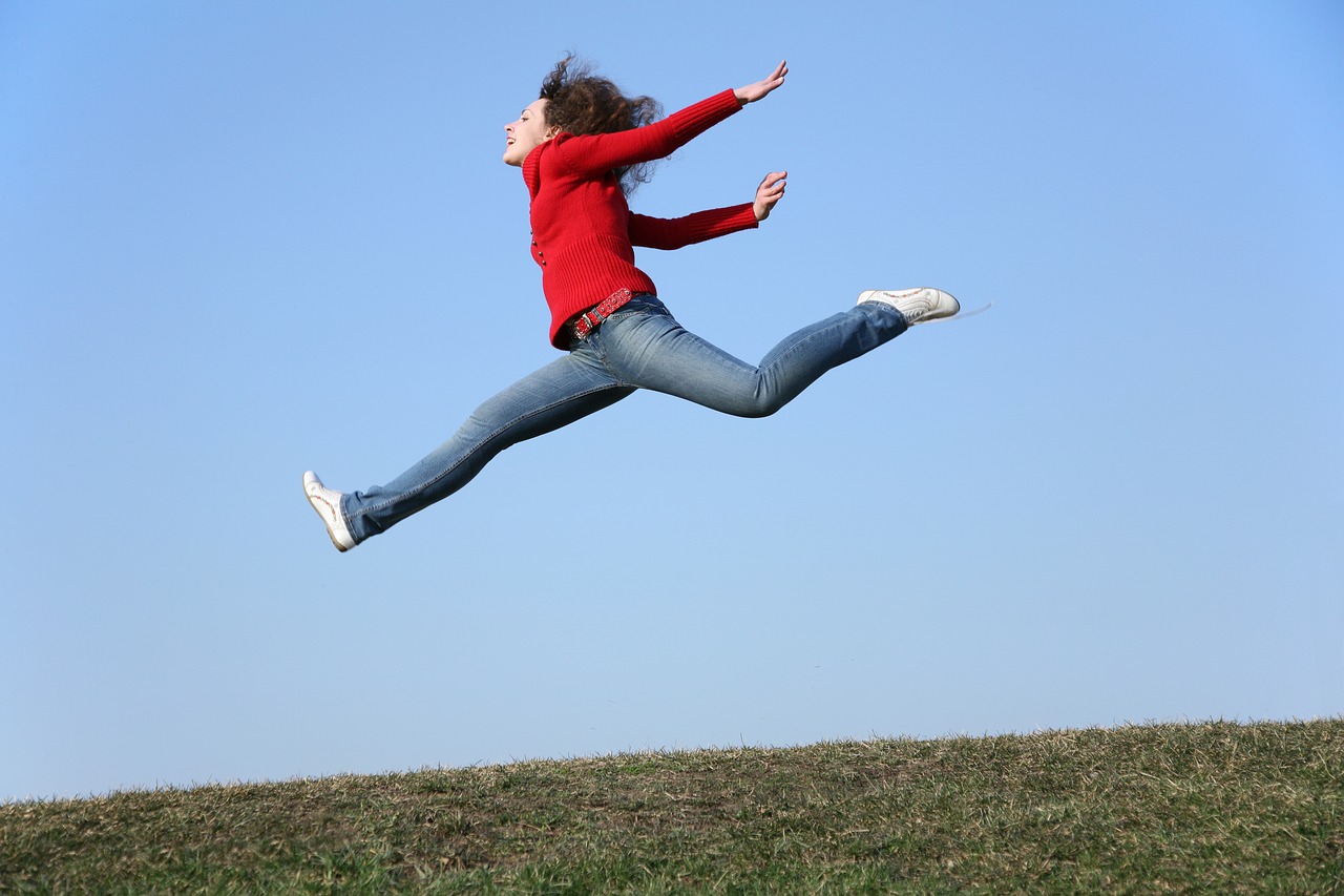 woman jump freedom free photo