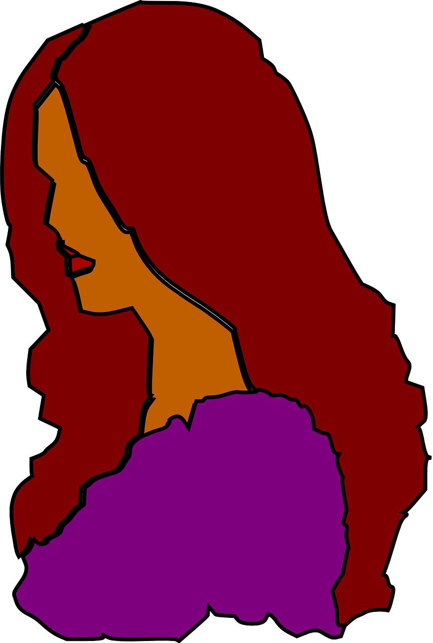 woman profile long maroon hair free photo