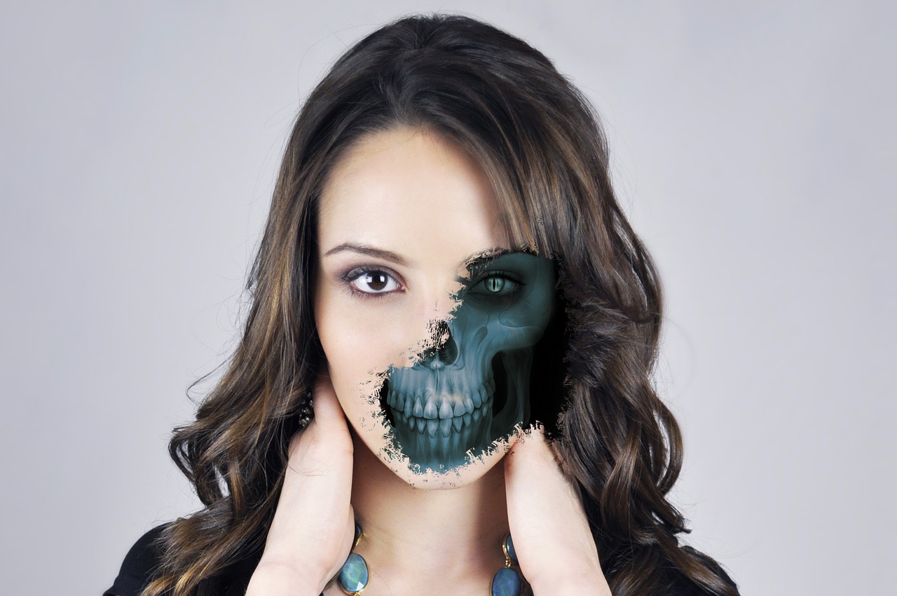 woman girl skull free photo