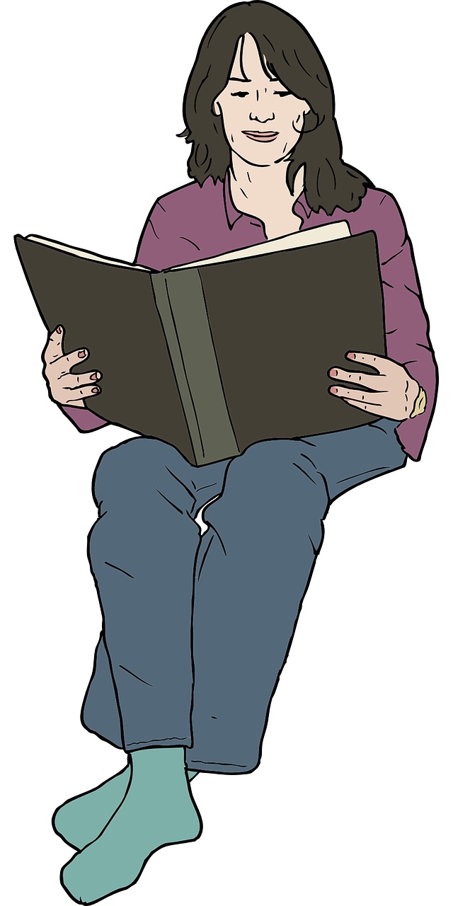 woman reading book free photo