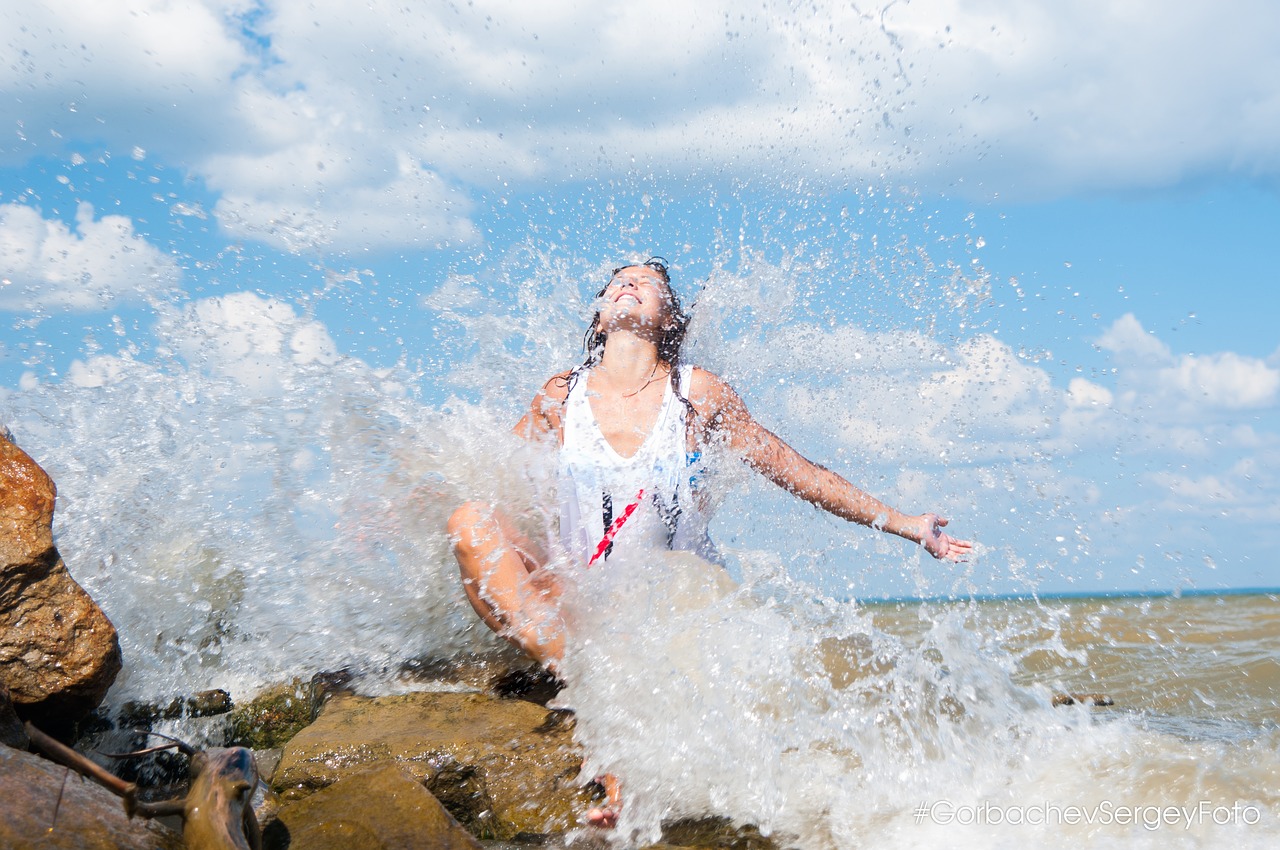 woman water sea free photo