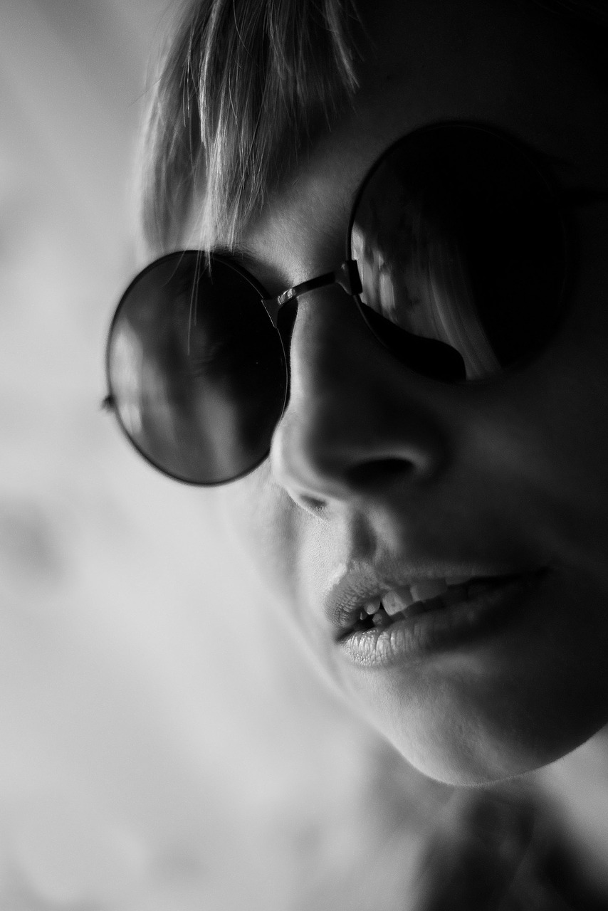 woman  girl  round sunglasses free photo
