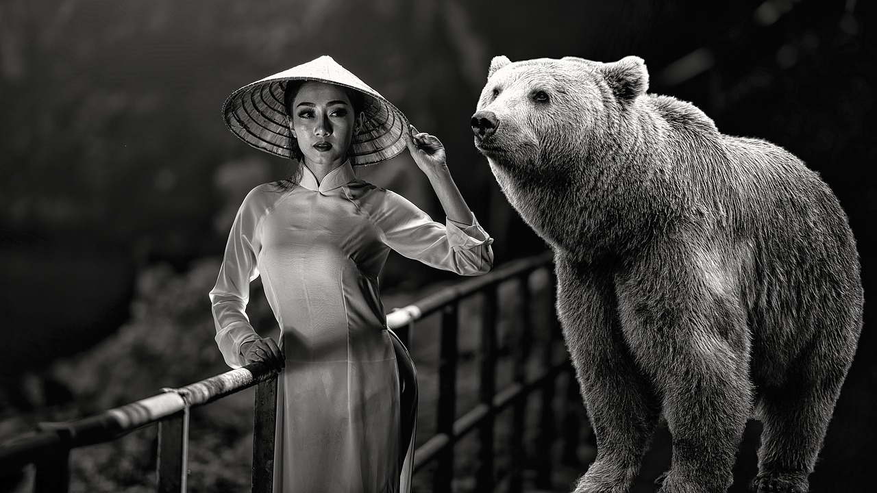 woman  bear  fantasy free photo