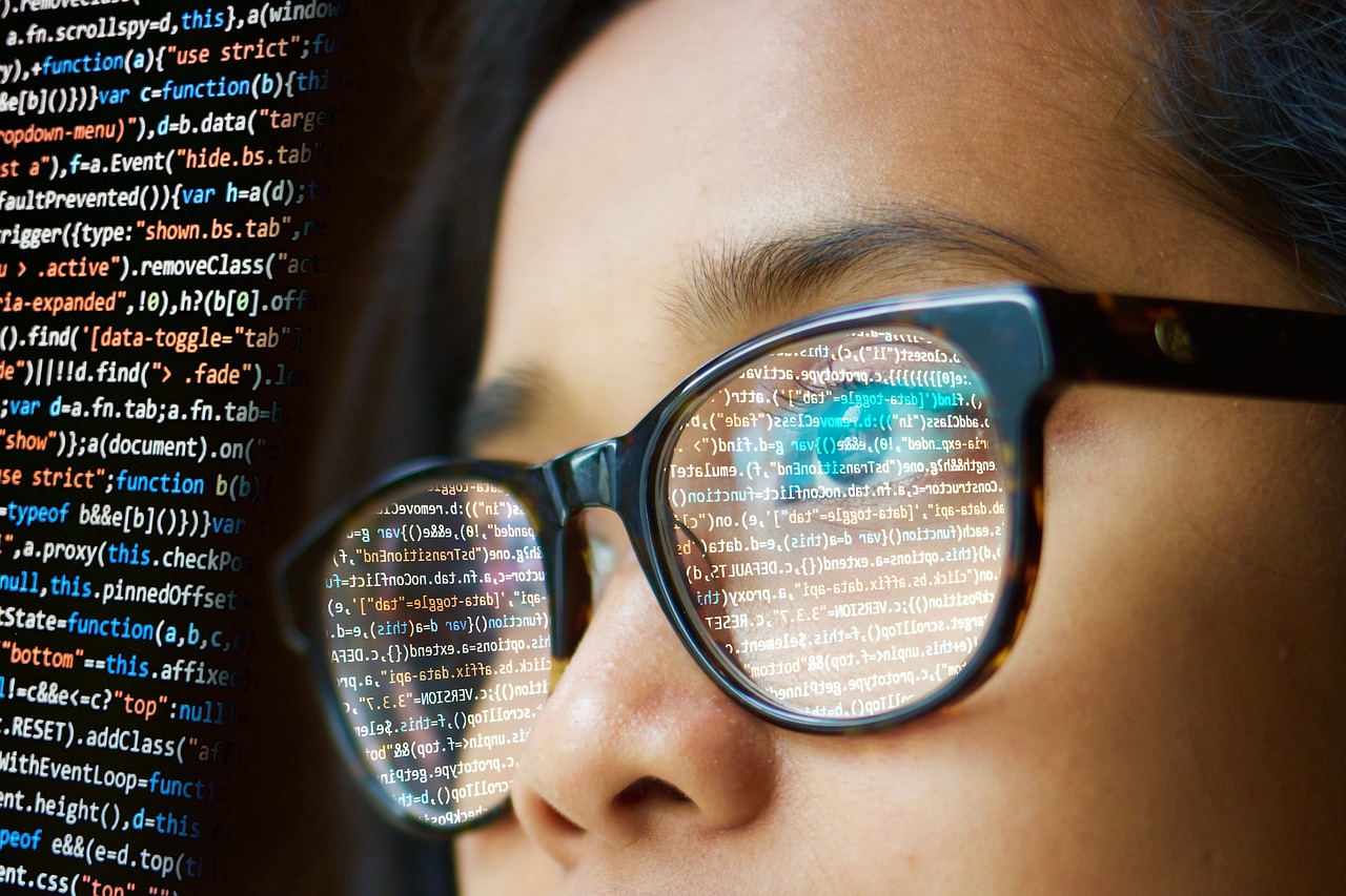 woman  programming  glasses free photo