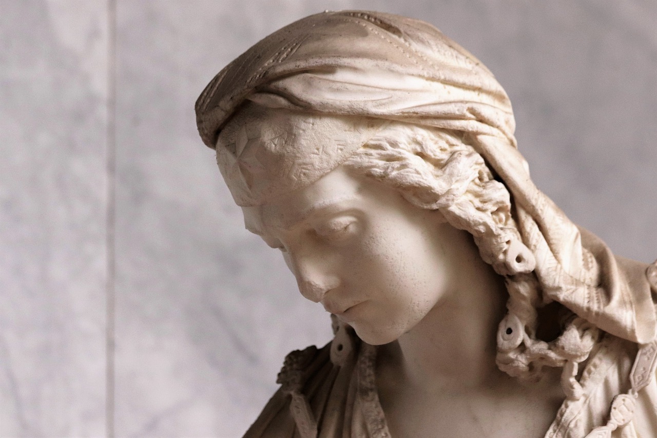 woman  white stone  sculpture free photo