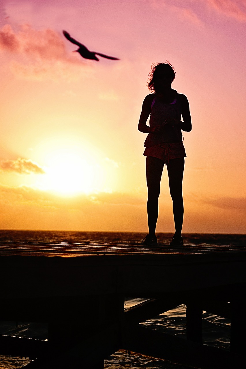 woman silhouette sunrise free photo