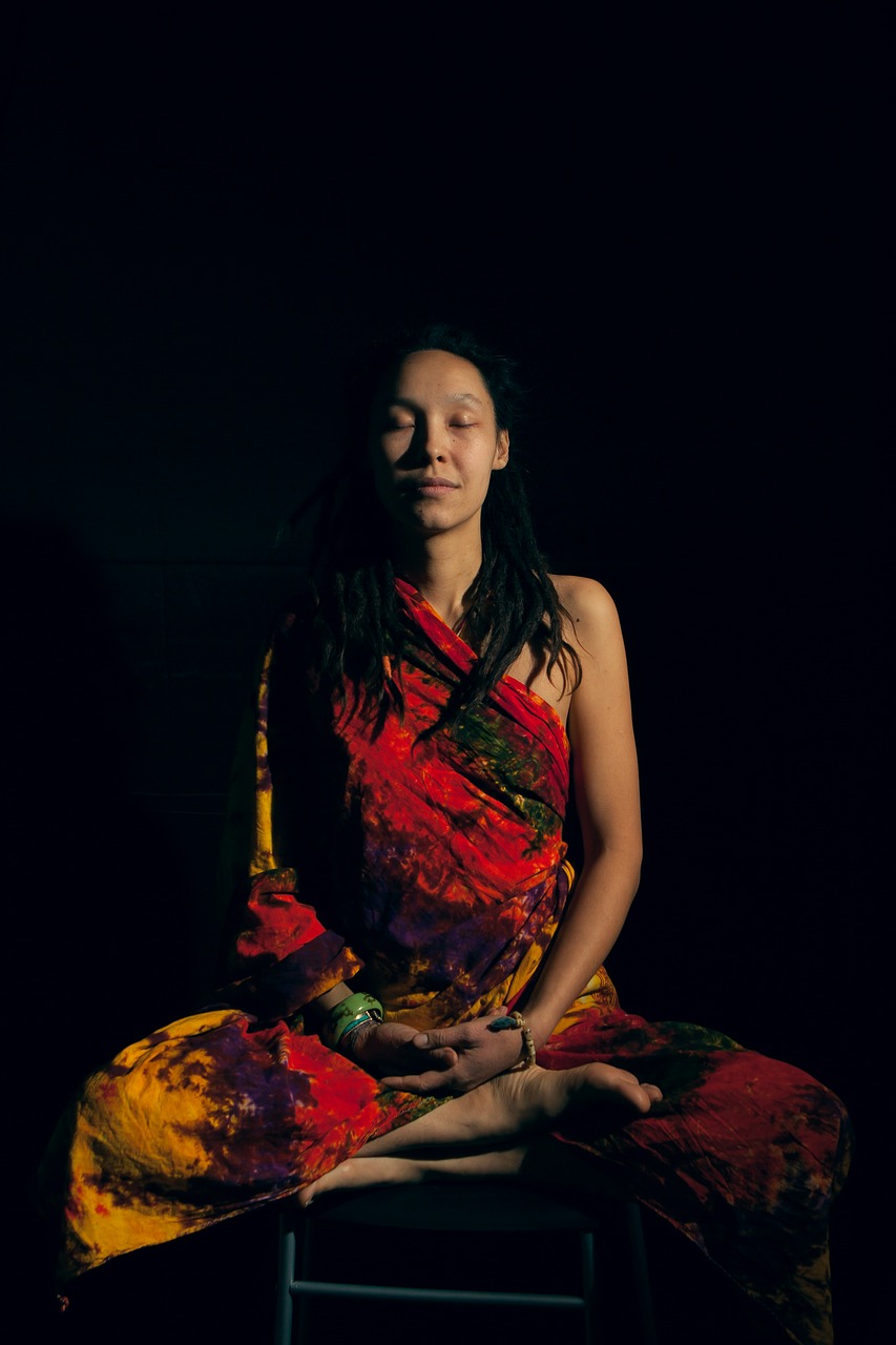 woman meditation om free photo