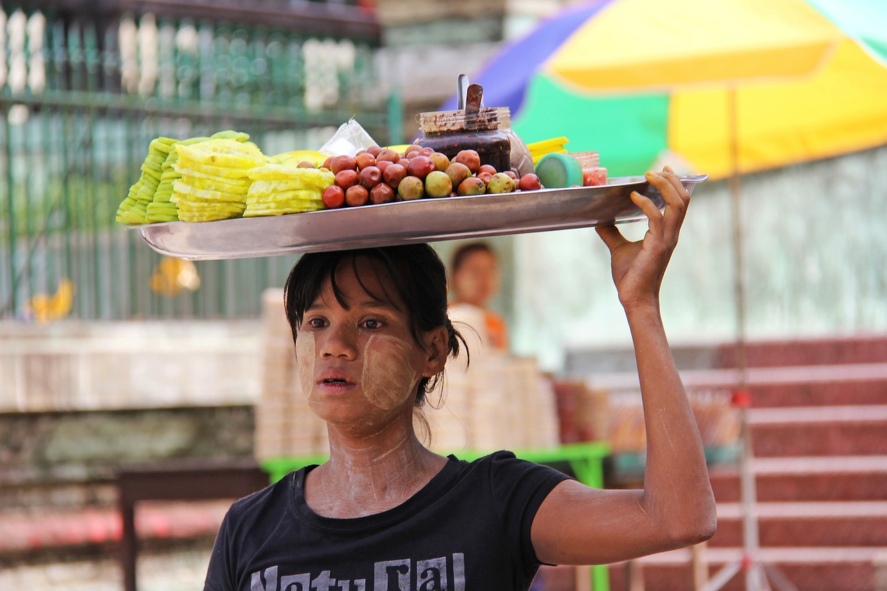 woman selling fruits free photo