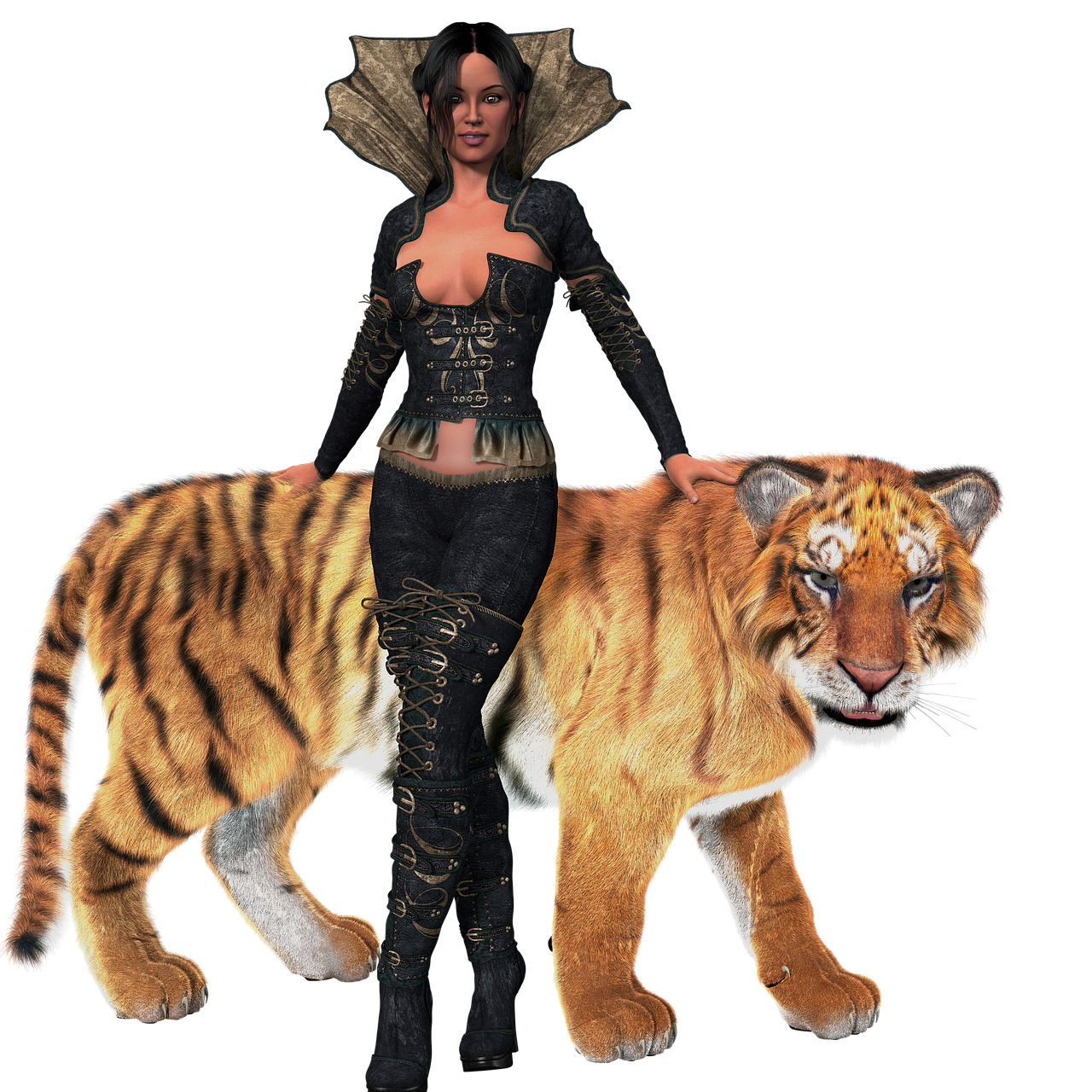 woman amazone tiger free photo