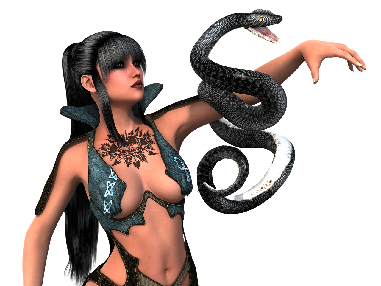 woman snake amazone free photo