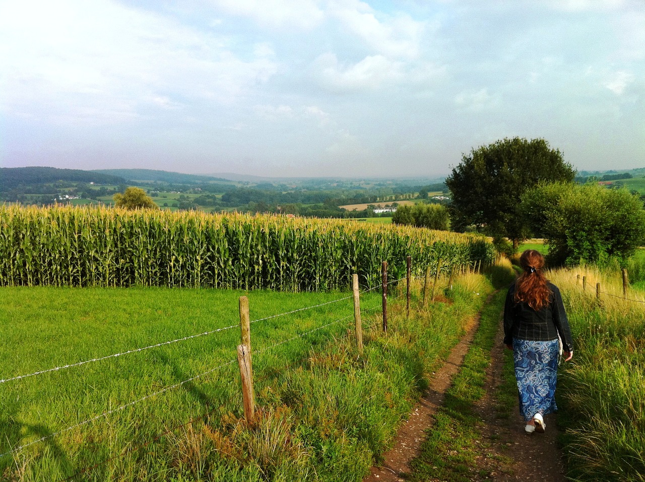 woman walk path free photo