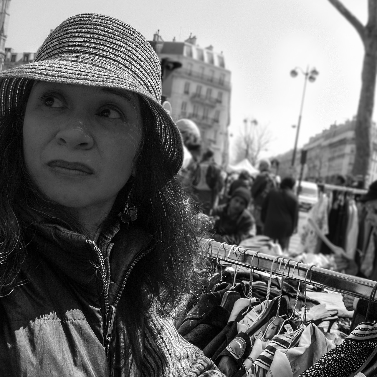 woman paris flea market free photo