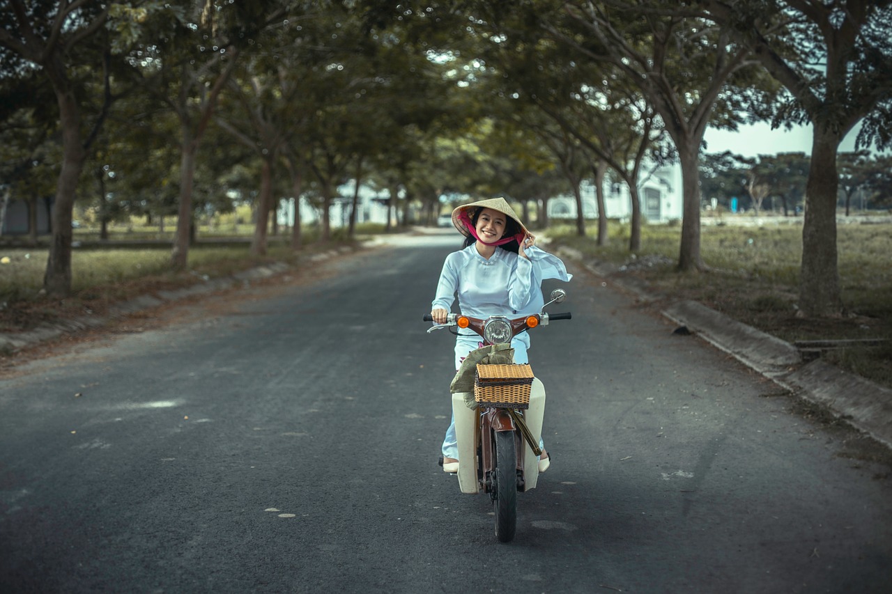 woman moped asia free photo