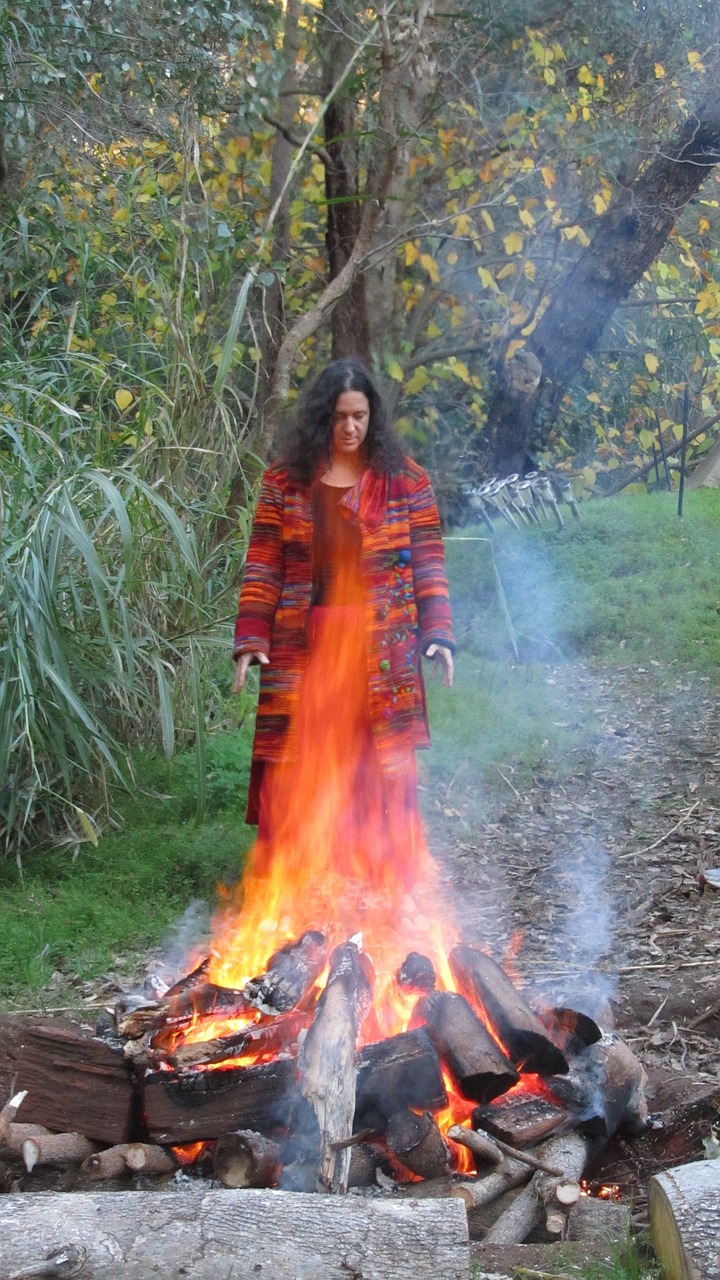 woman fire flames free photo
