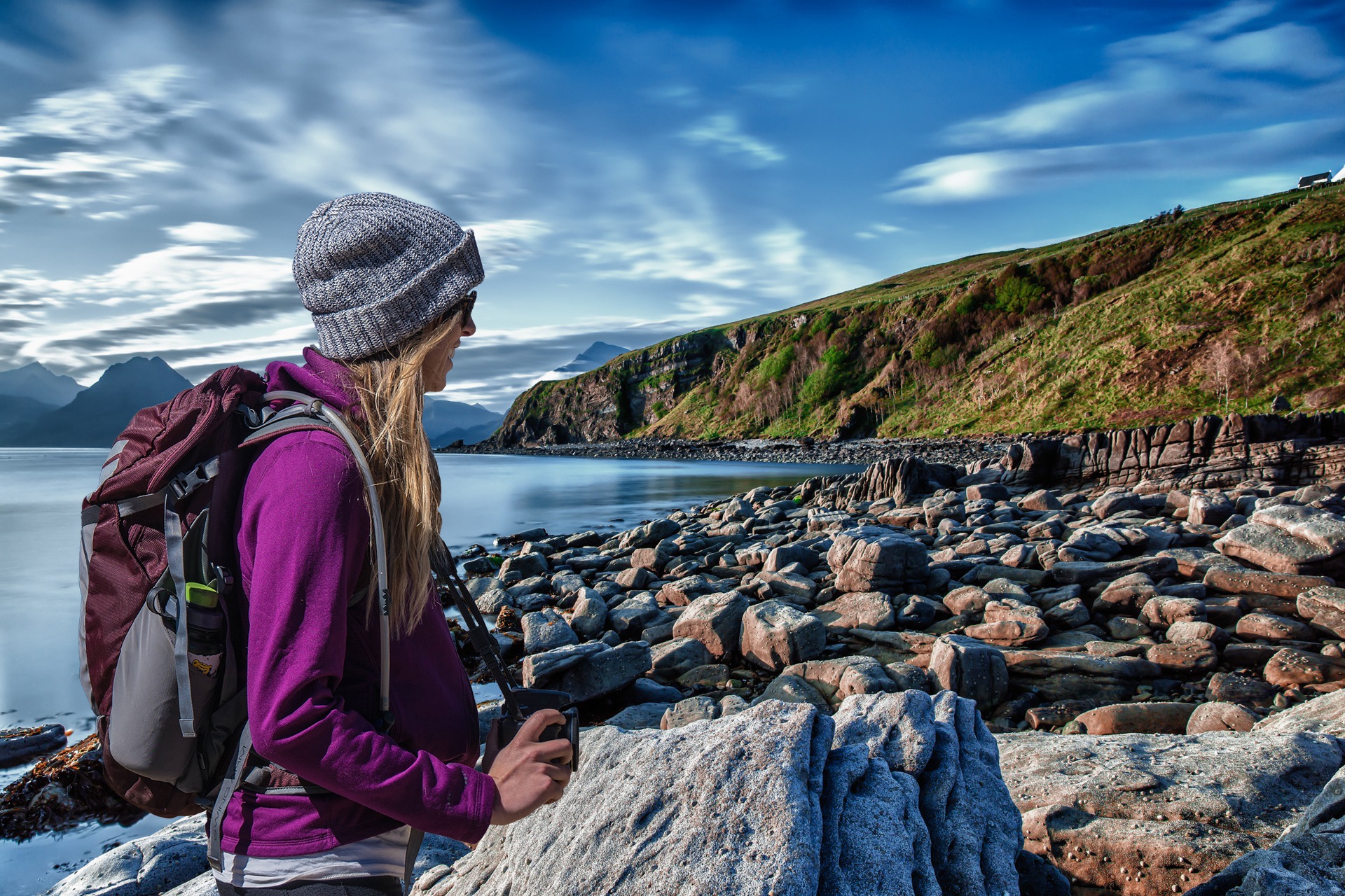 woman landscape lake free photo