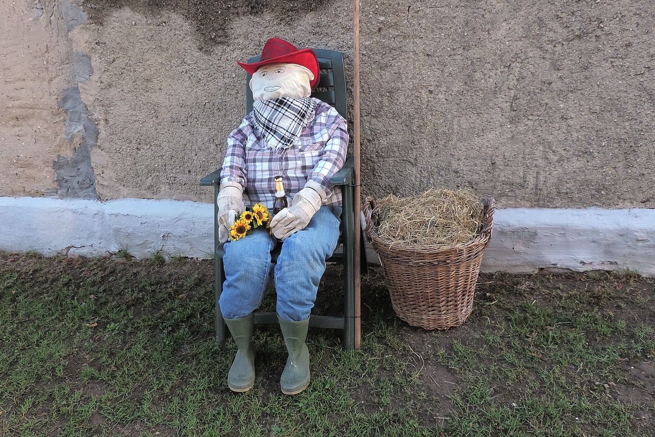 woman of straw sitting basket free photo