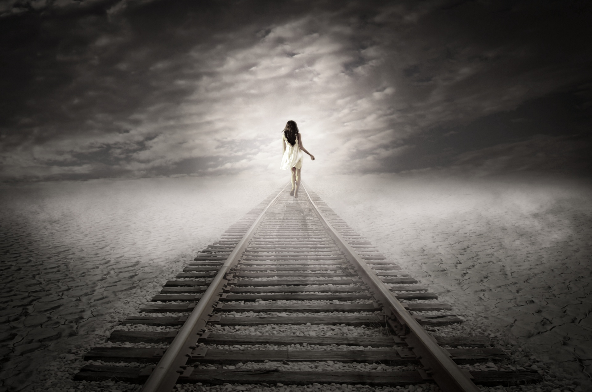 woman walking train free photo