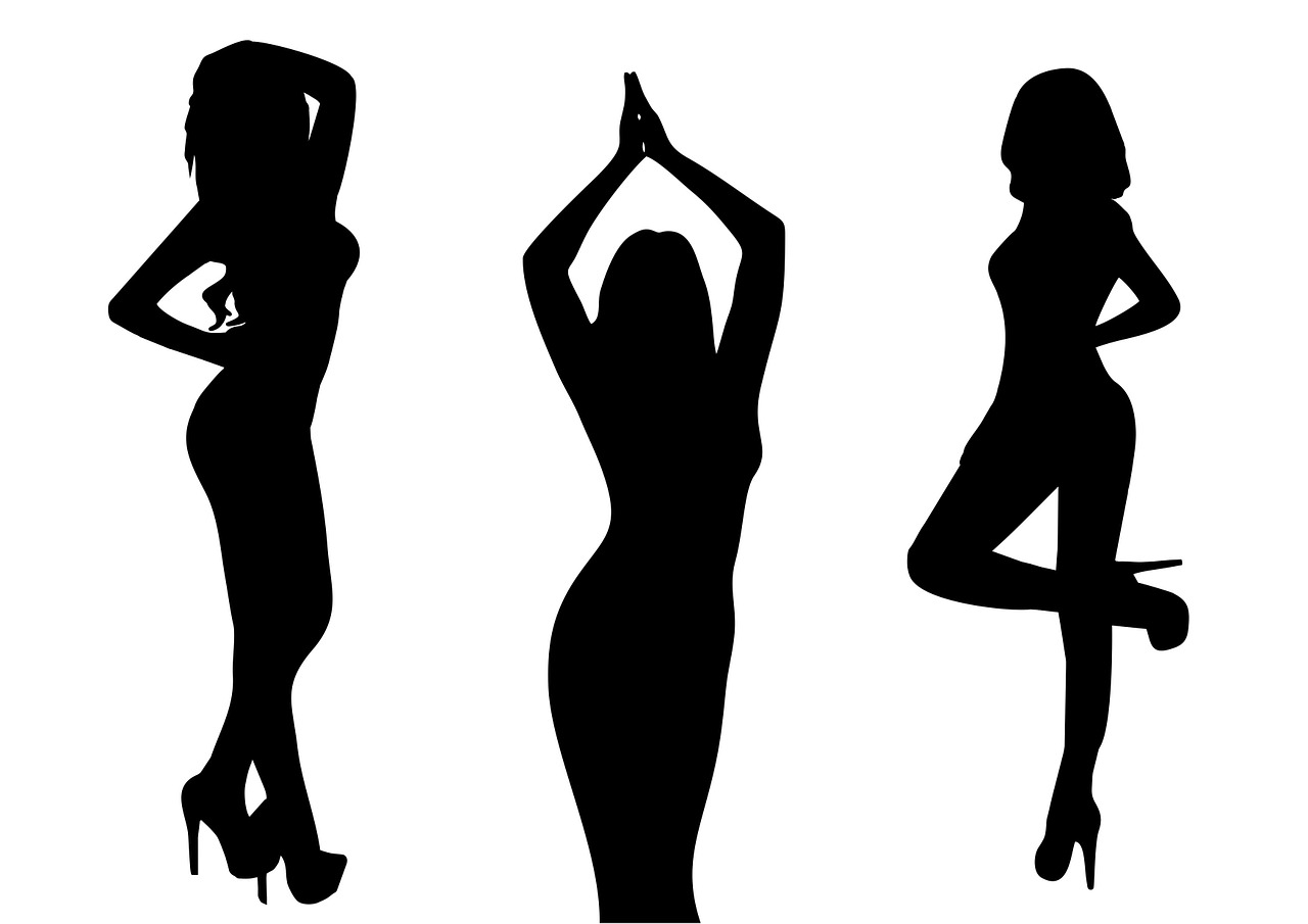 women silhouette trio free photo