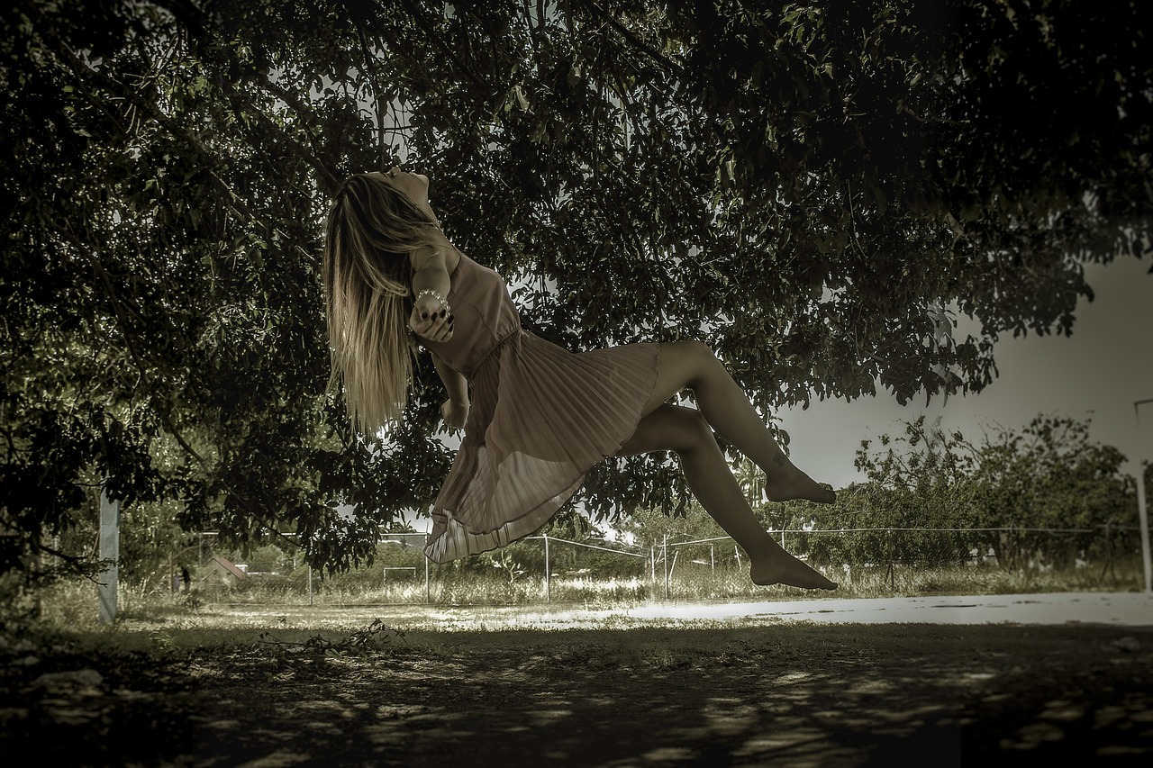 women levitation in the air free photo