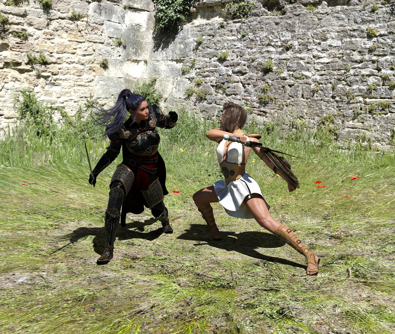 women sword  fighting