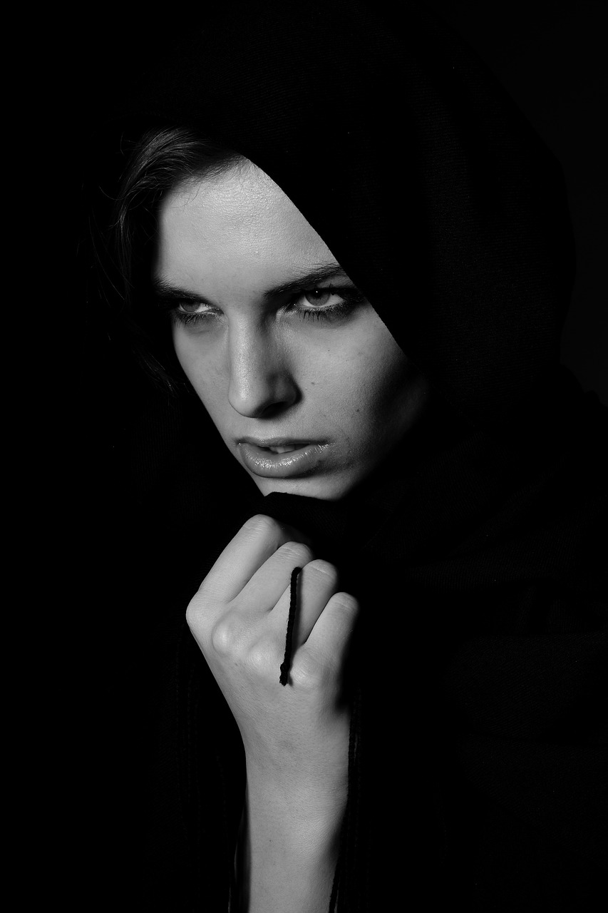 women's black and white portrait free photo