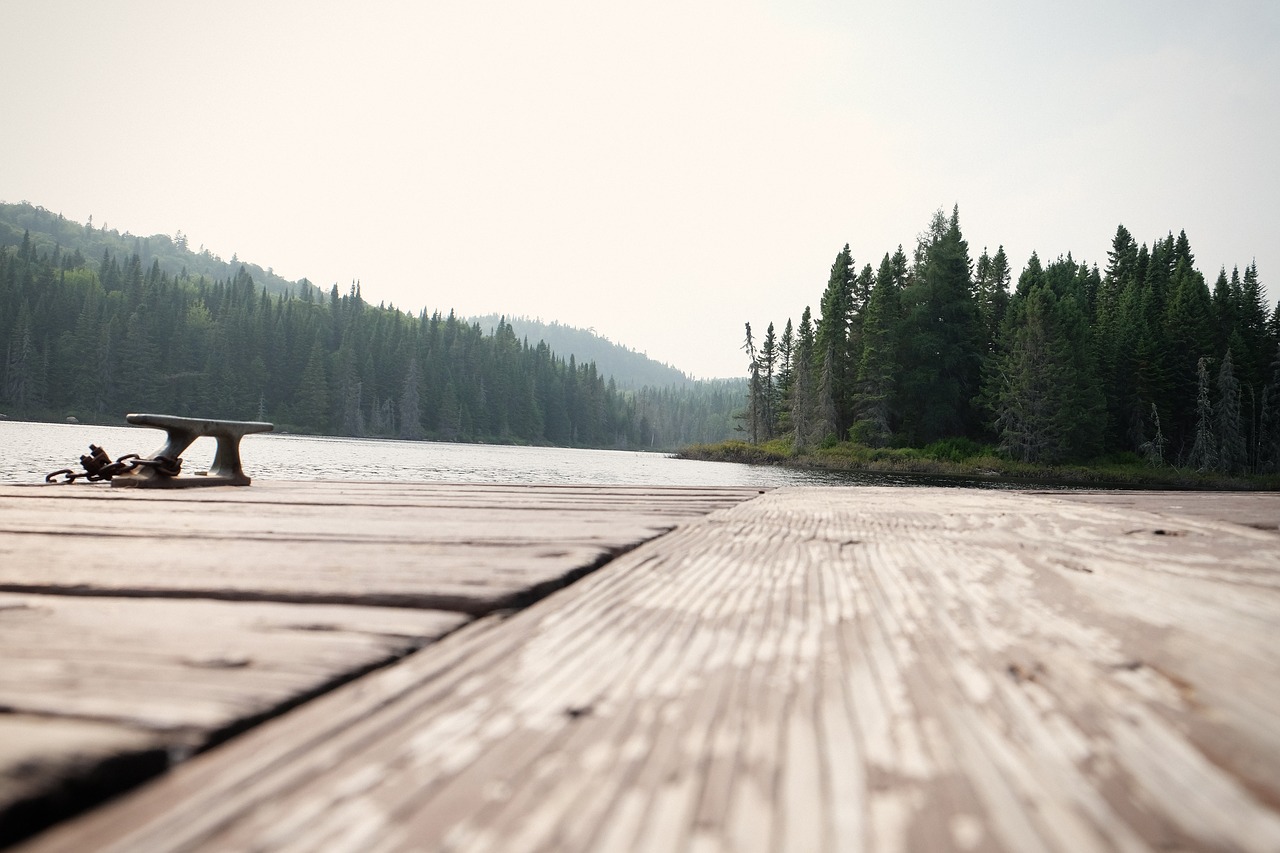 wood dock lake free photo