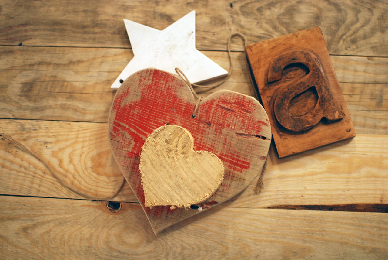 wood heart star free photo