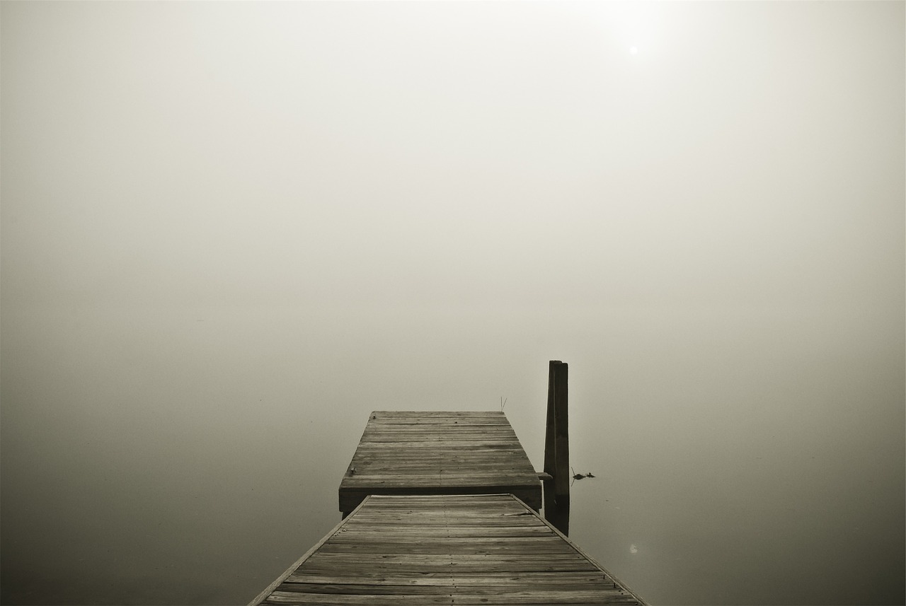 wood dock fog free photo