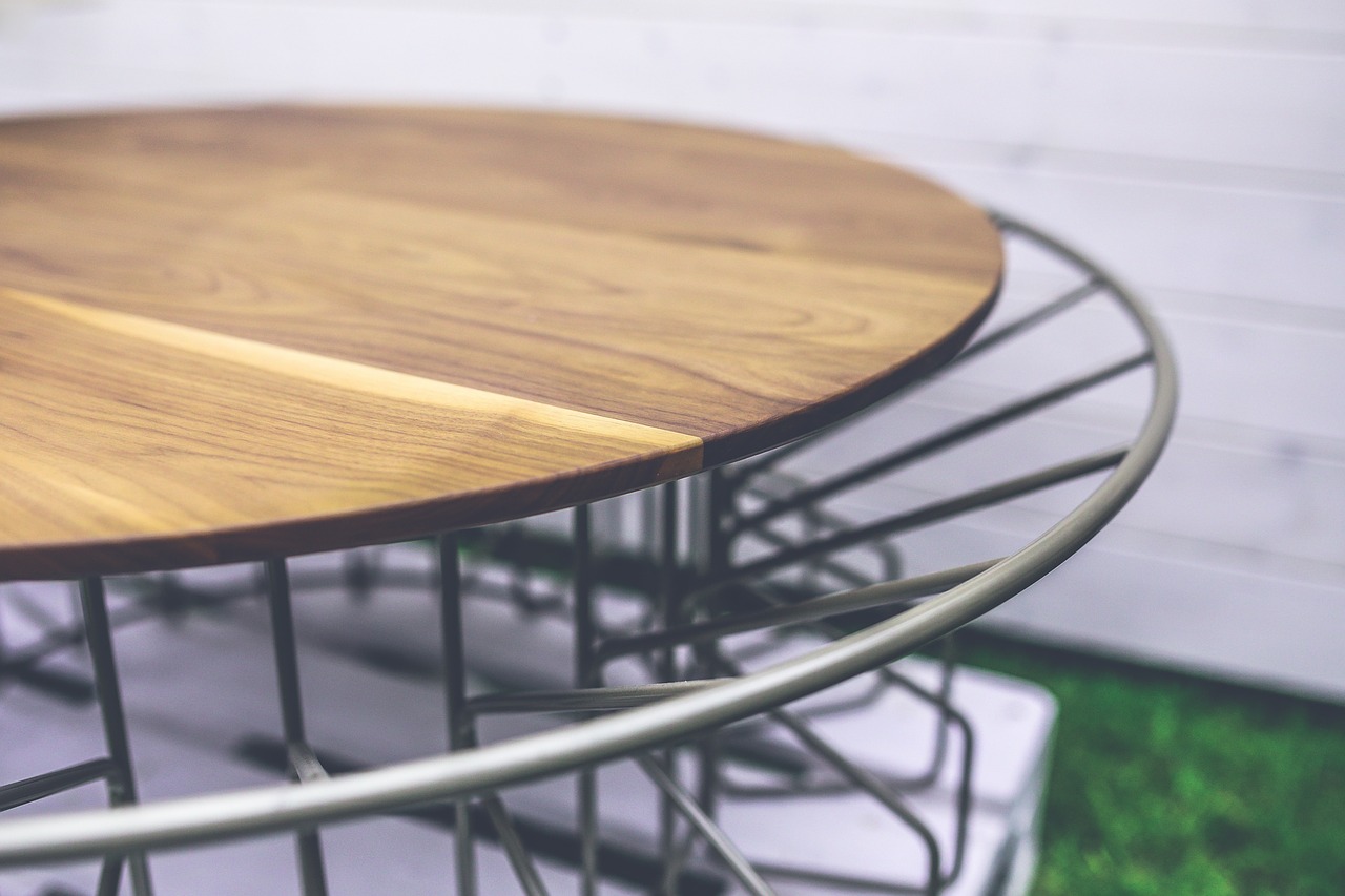 wood metal table free photo