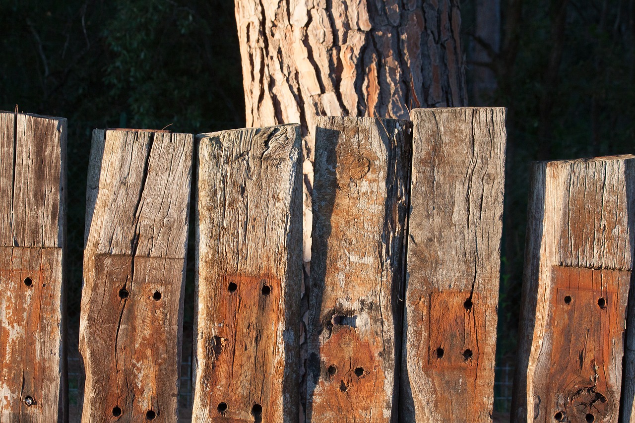 wood railway sleepers fence free photo