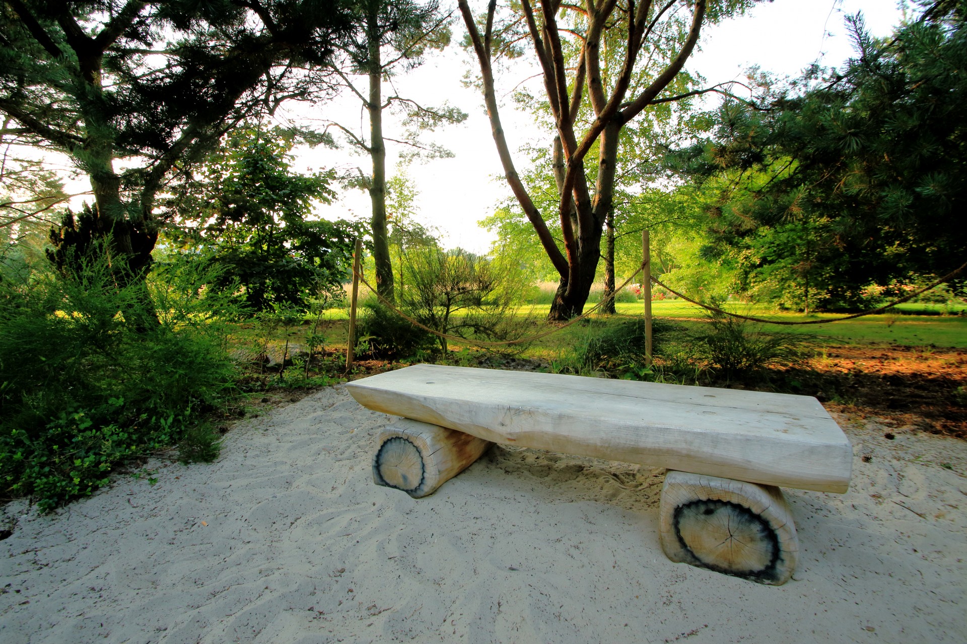 wood bench sand evening free photo