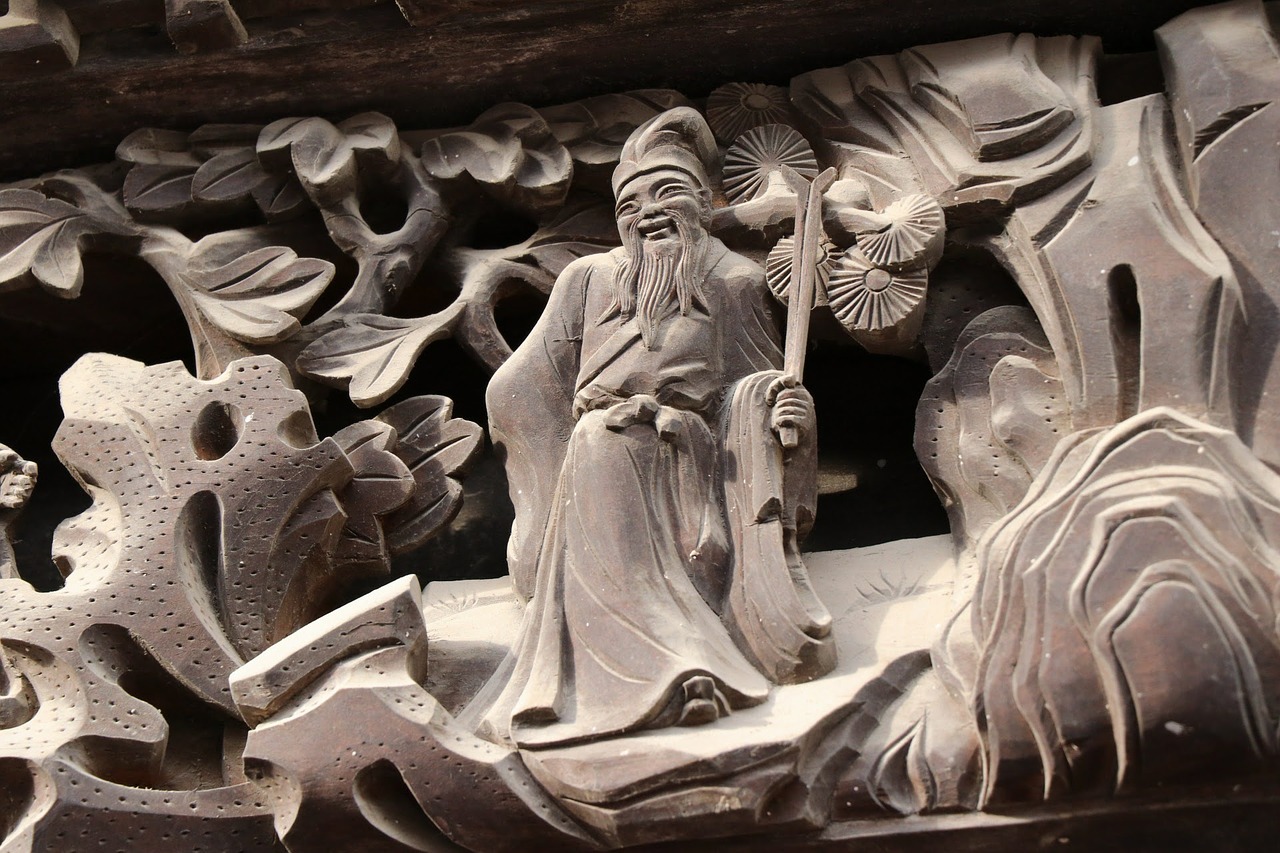 wood carving the eight immortals life free photo