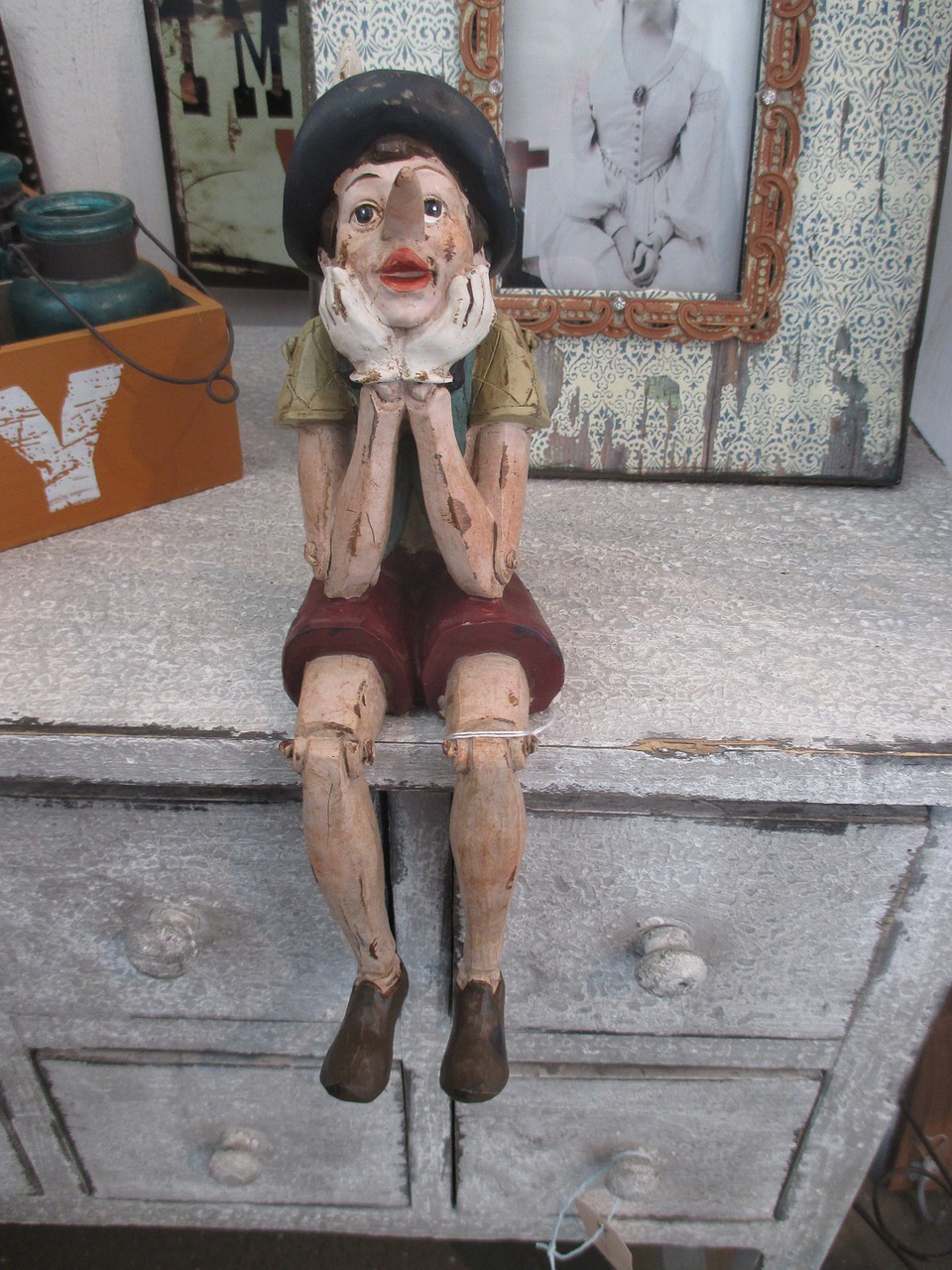 wood doll melancholy perplexity free photo