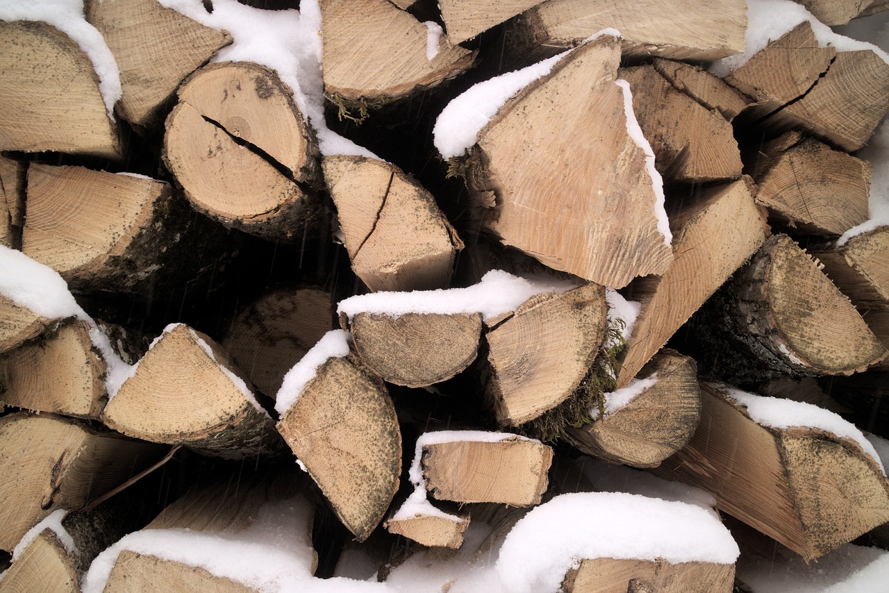 wood texture snow firewood free photo