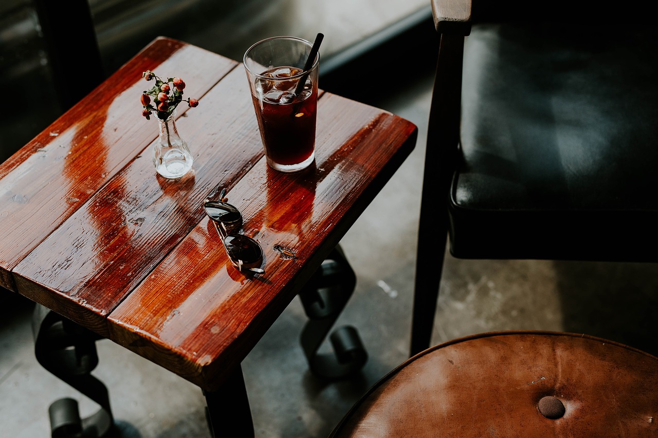 wooden table sunglasses free photo