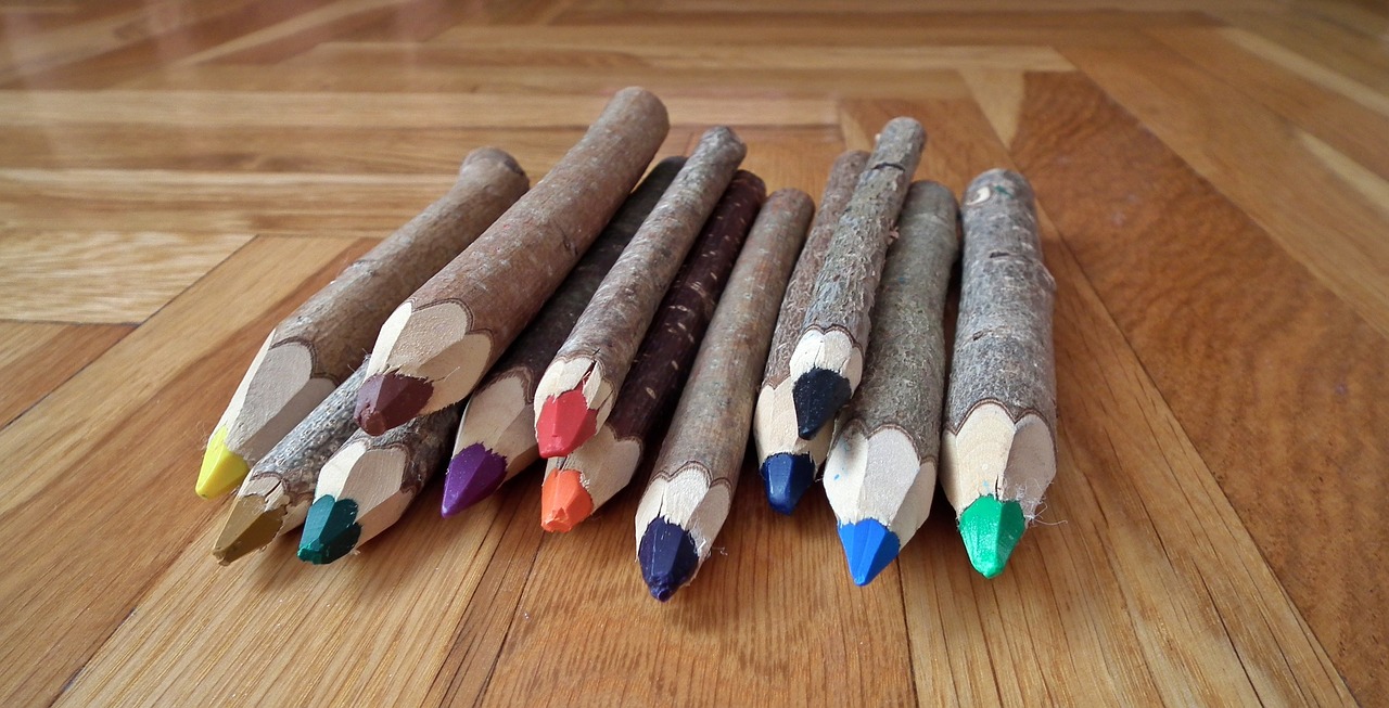 wooden pencil crayons free photo