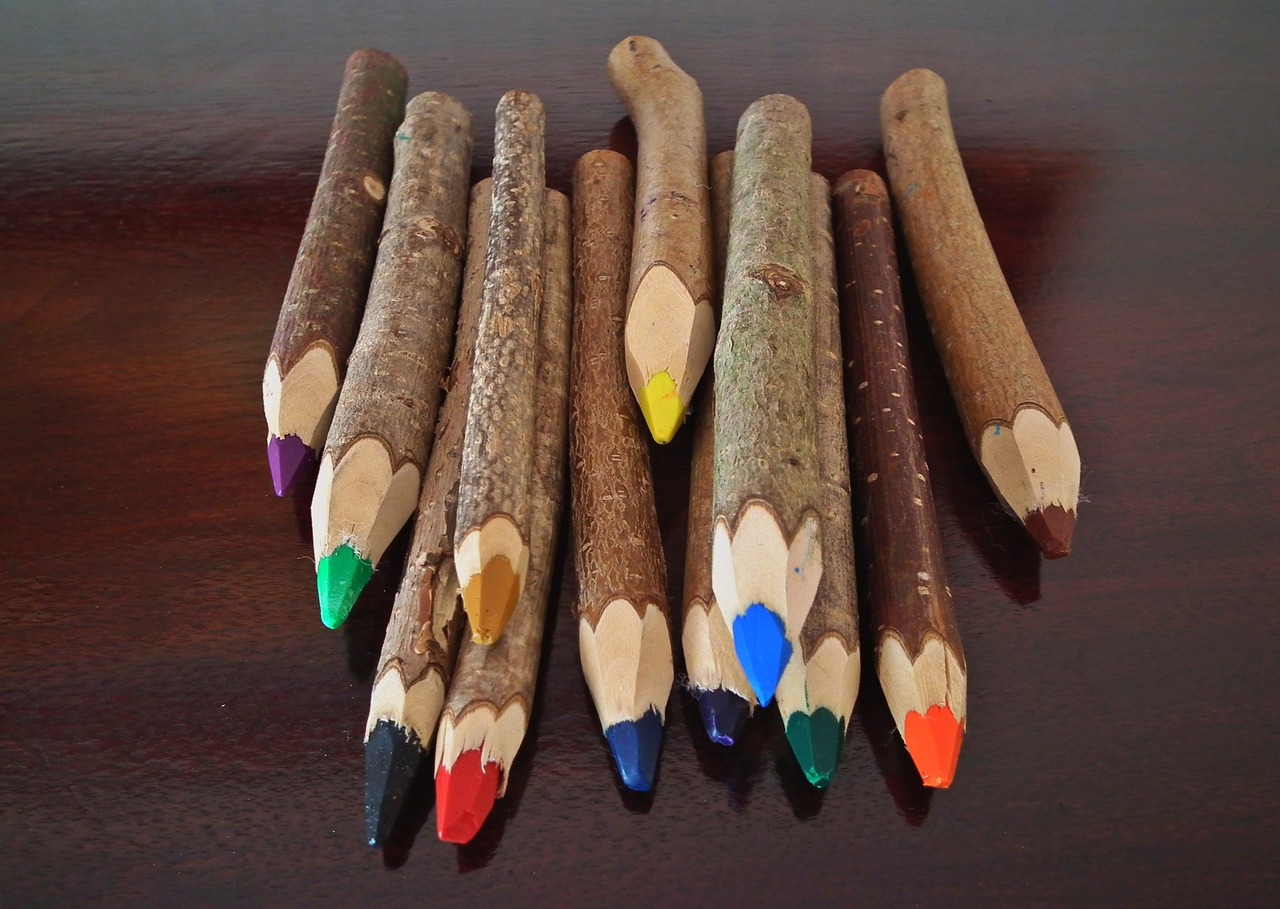 wooden crayons colorful free photo