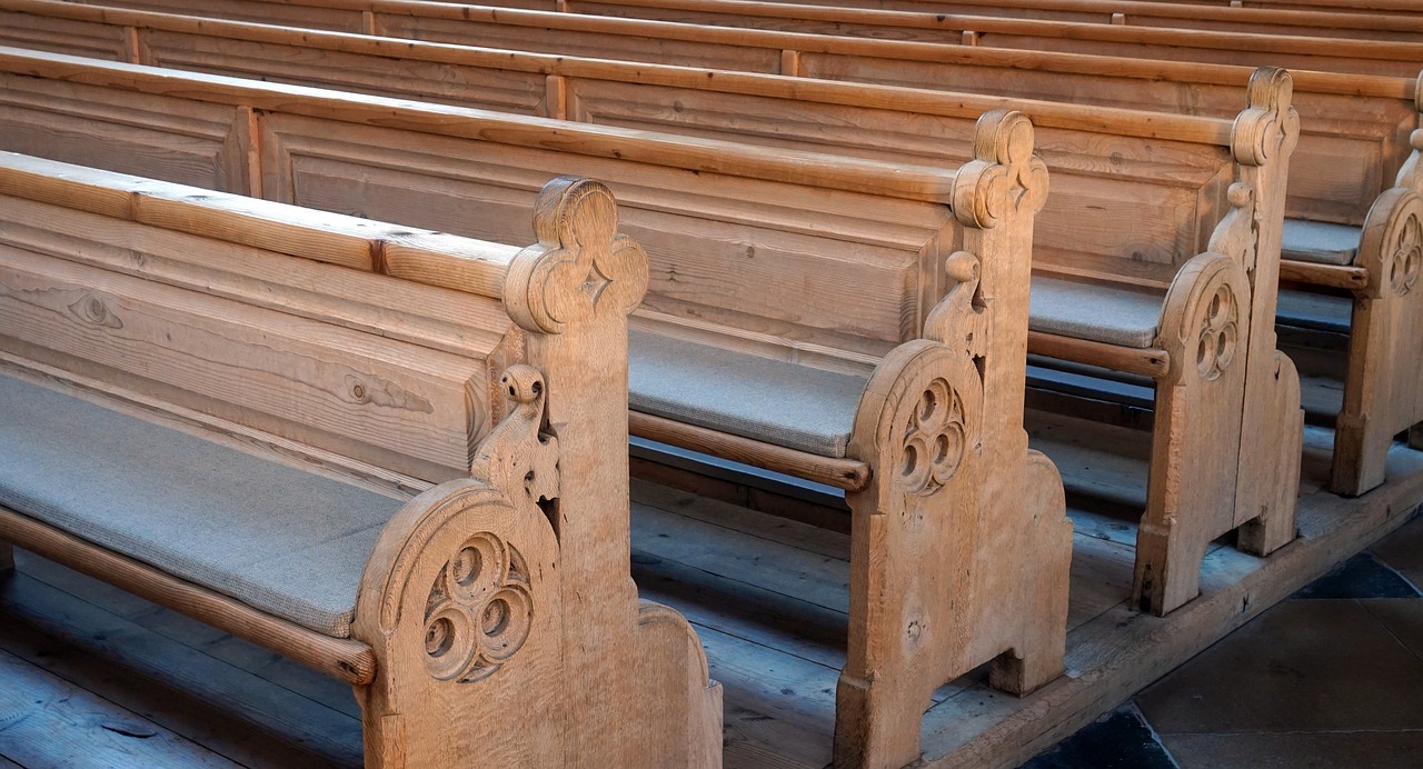 wooden benches  church  old free photo