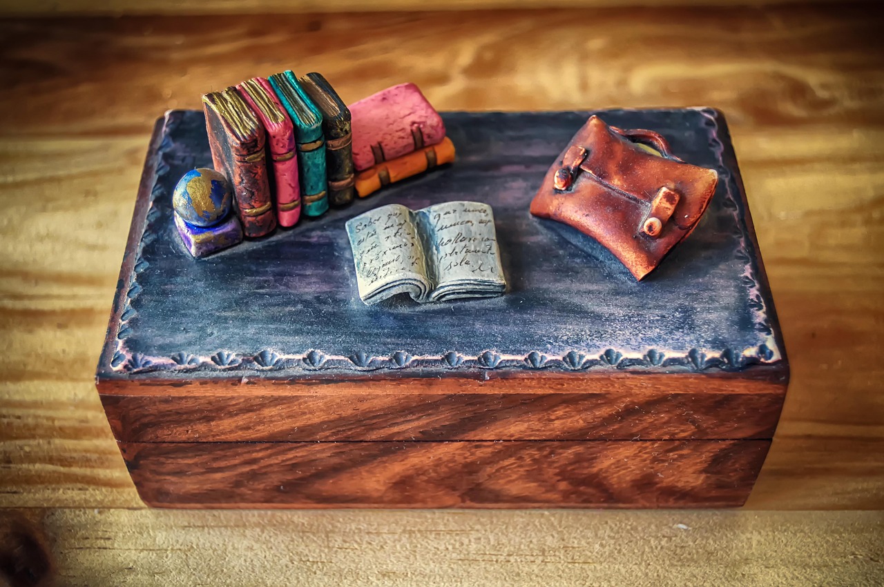 wooden box  study table  vintage free photo