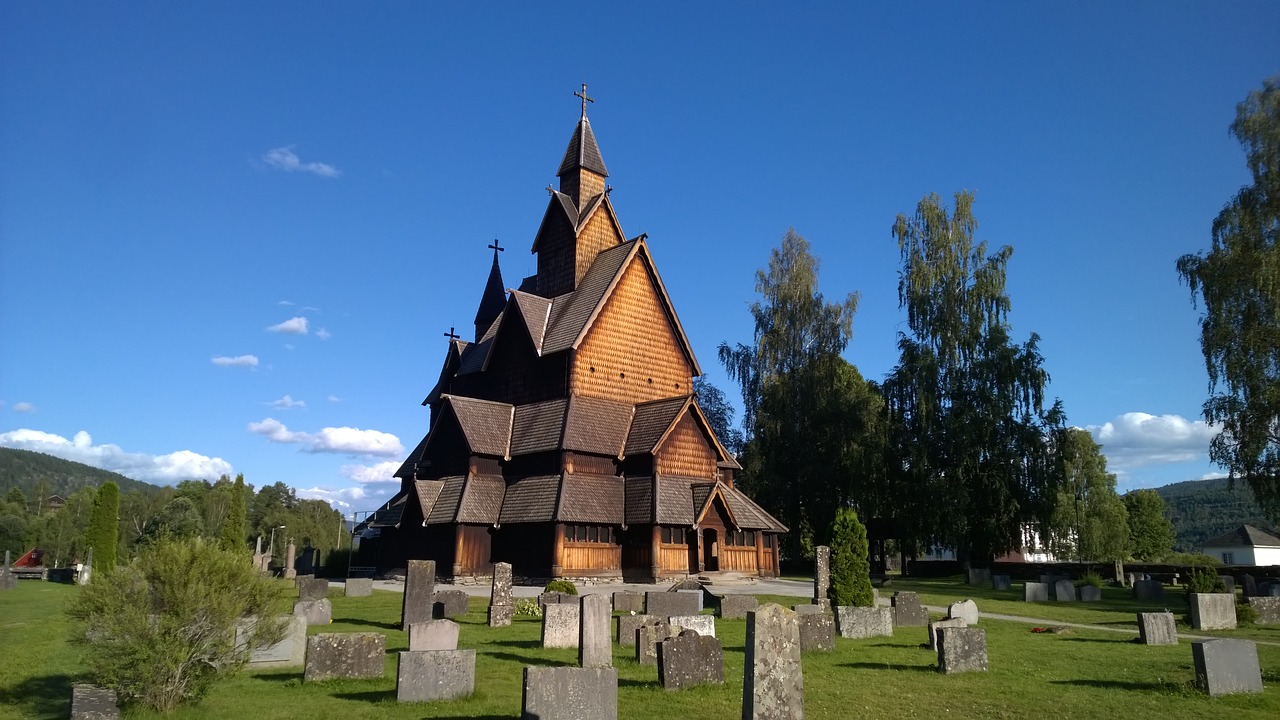 wooden church norway cemetery free photo