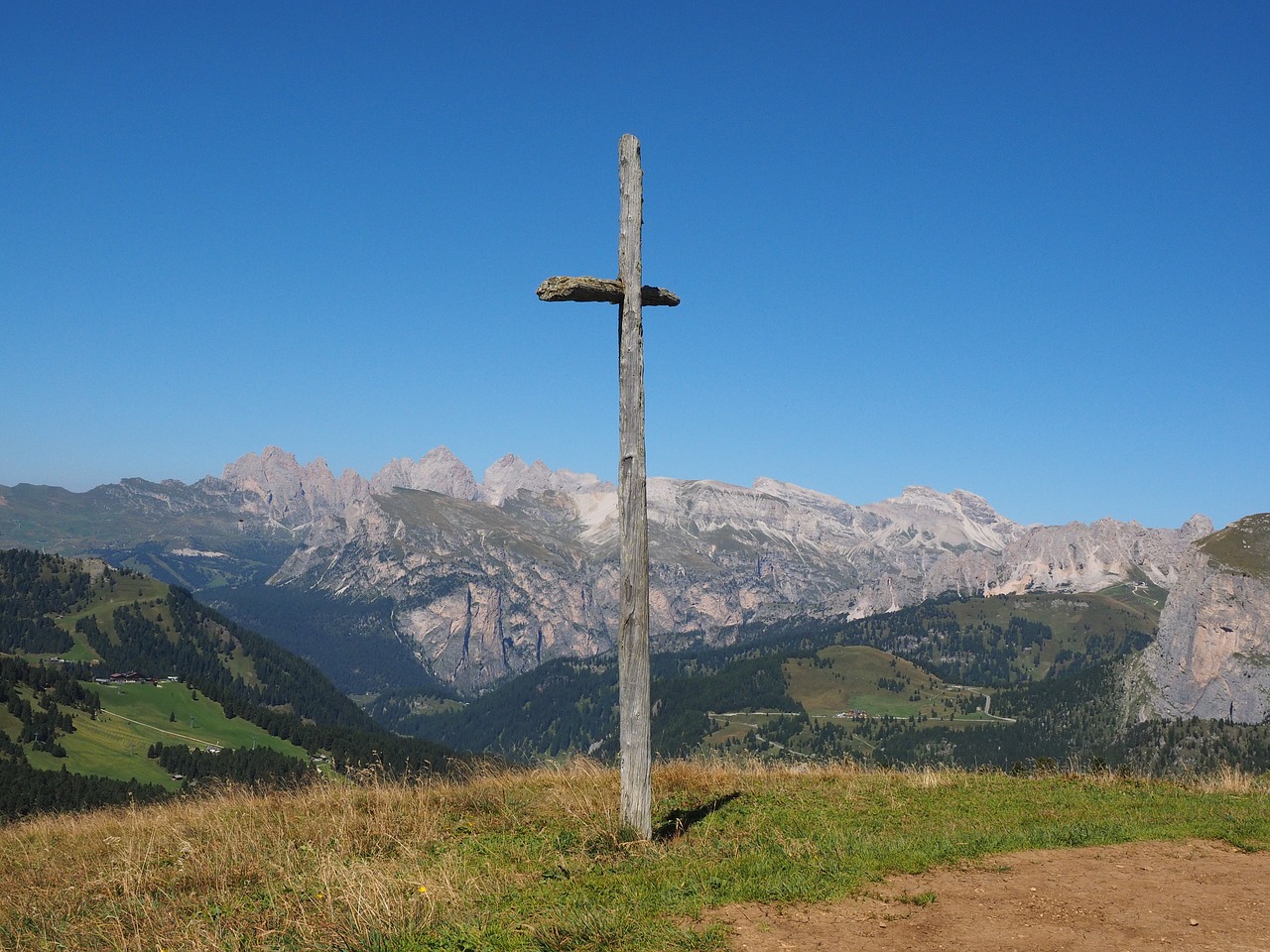 wooden cross cross sella pass free photo
