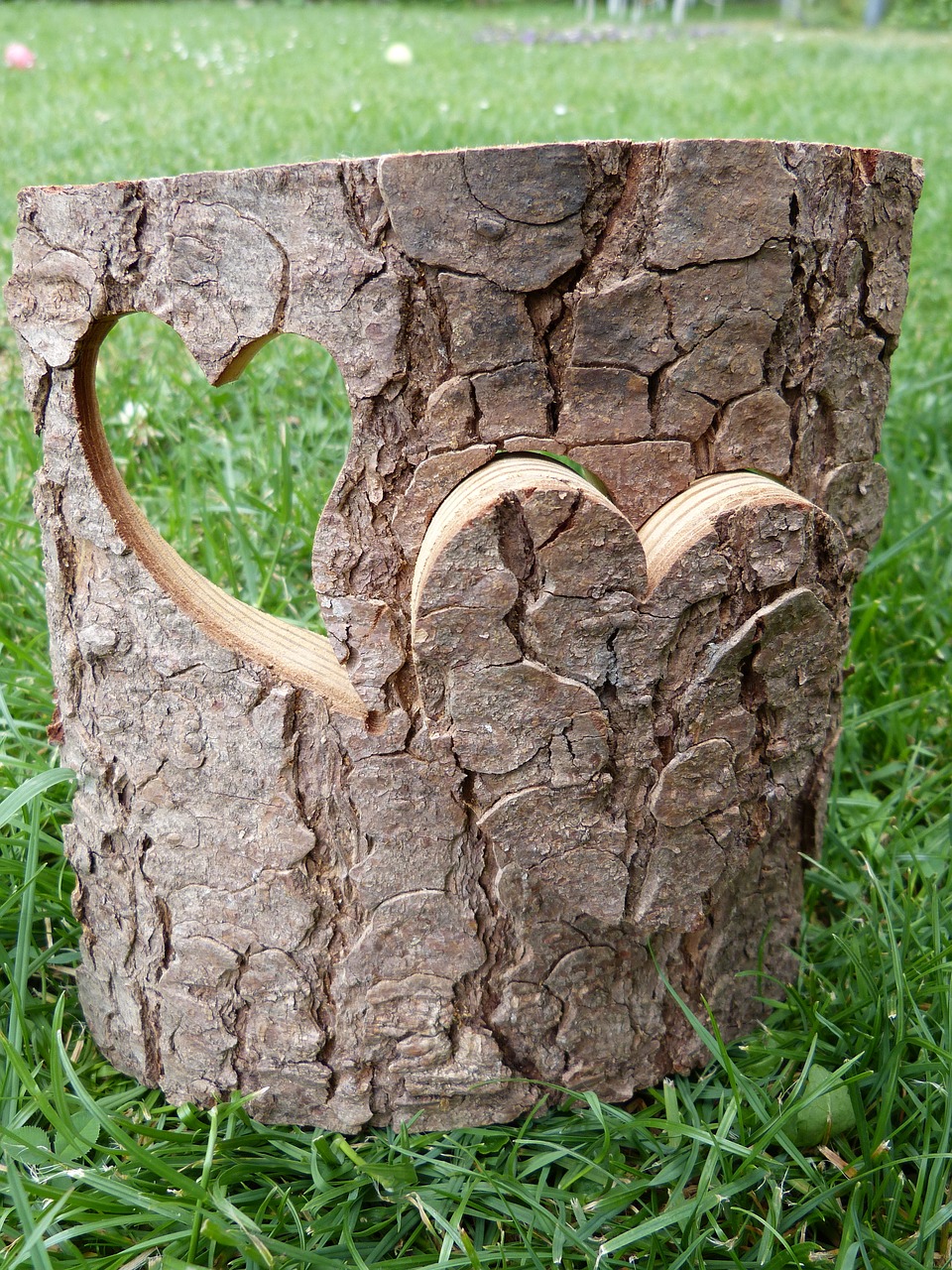 wooden heart bark heart decoration free photo