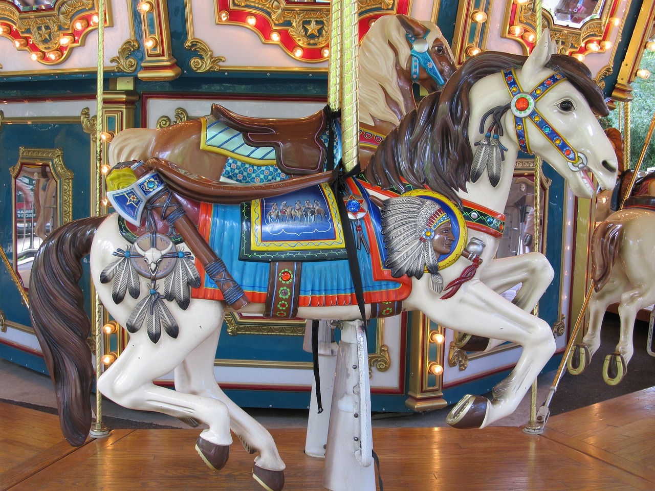 wooden horse carousel merry go round free photo