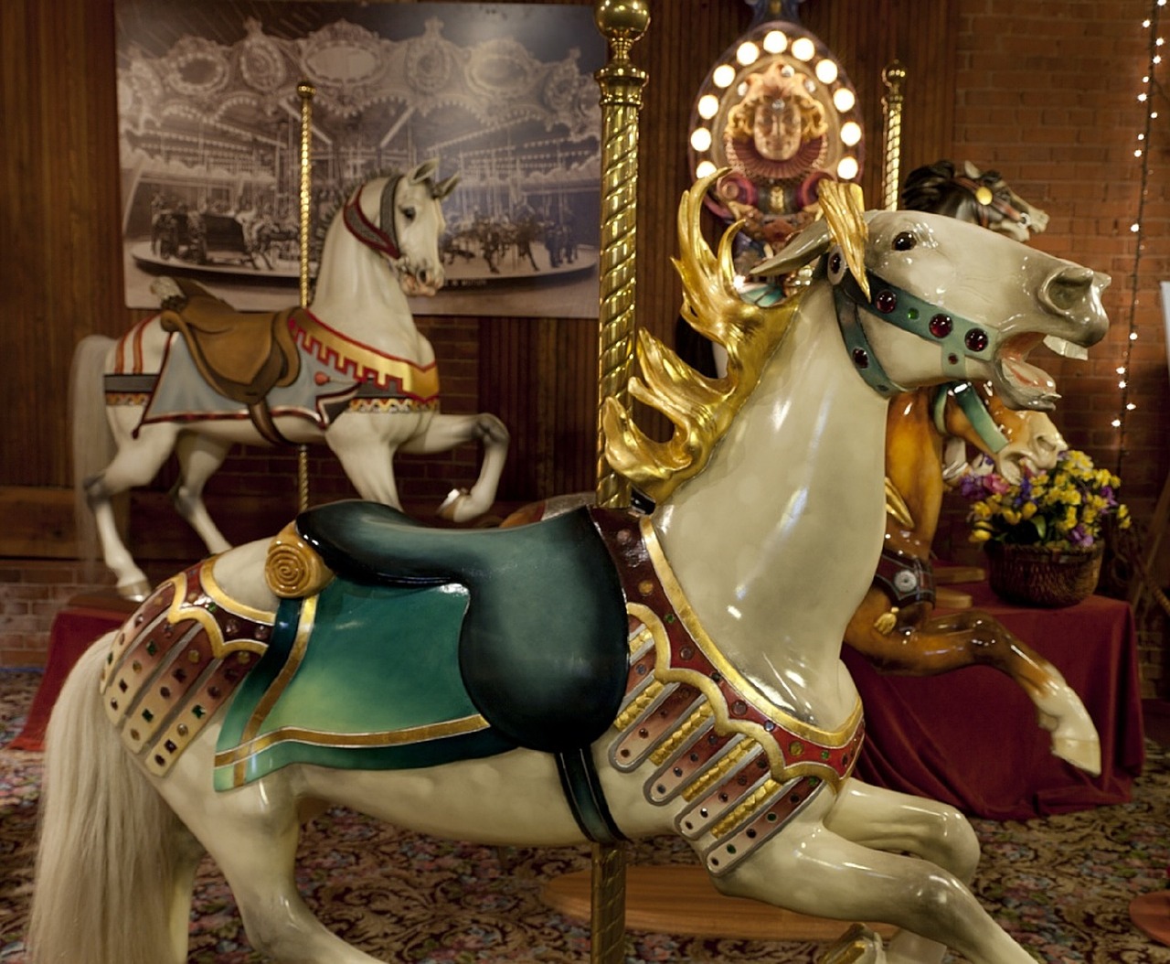 wooden horse carousel merry go round free photo