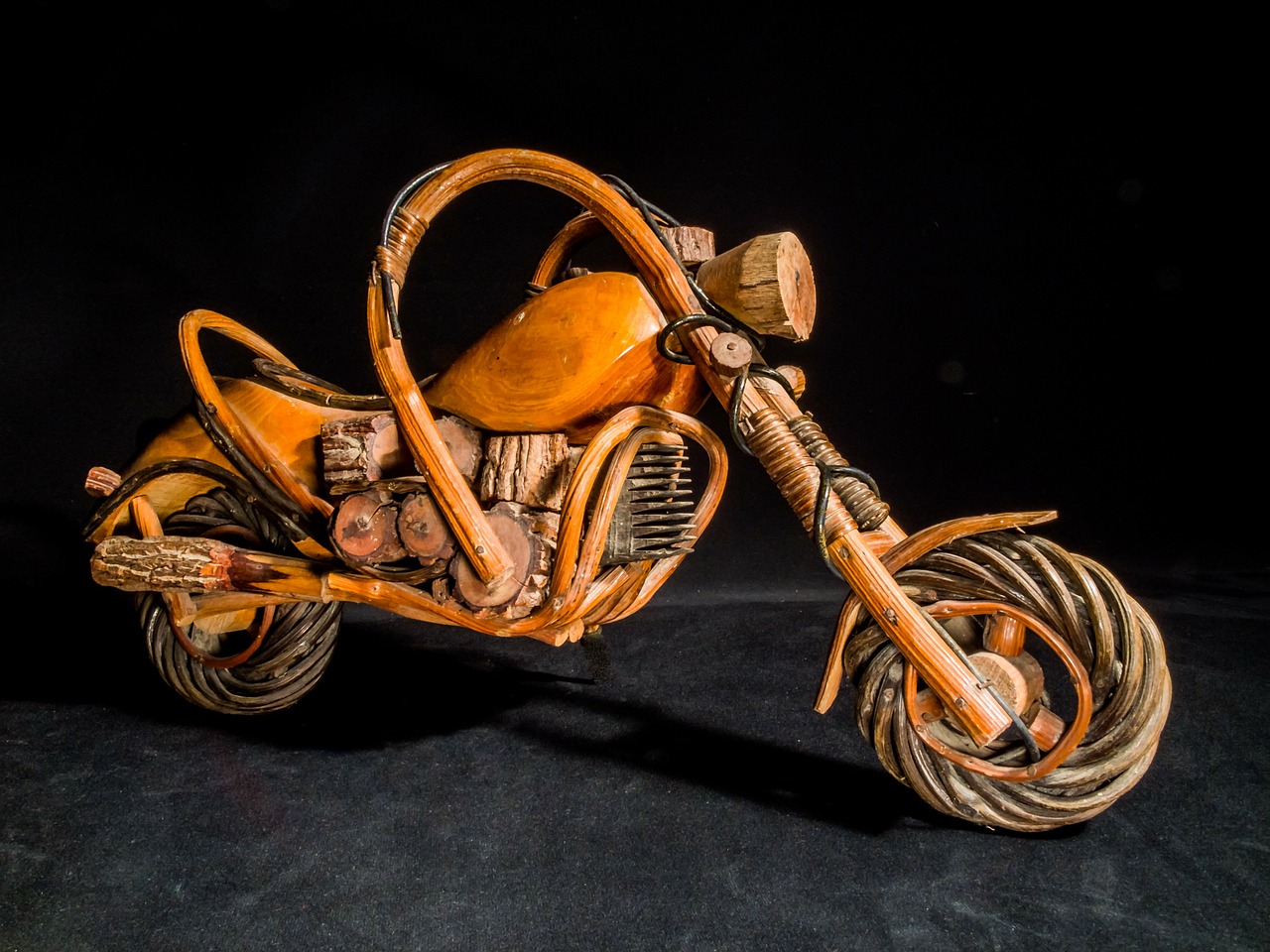 wooden motorcycle wood model art from thailand free photo