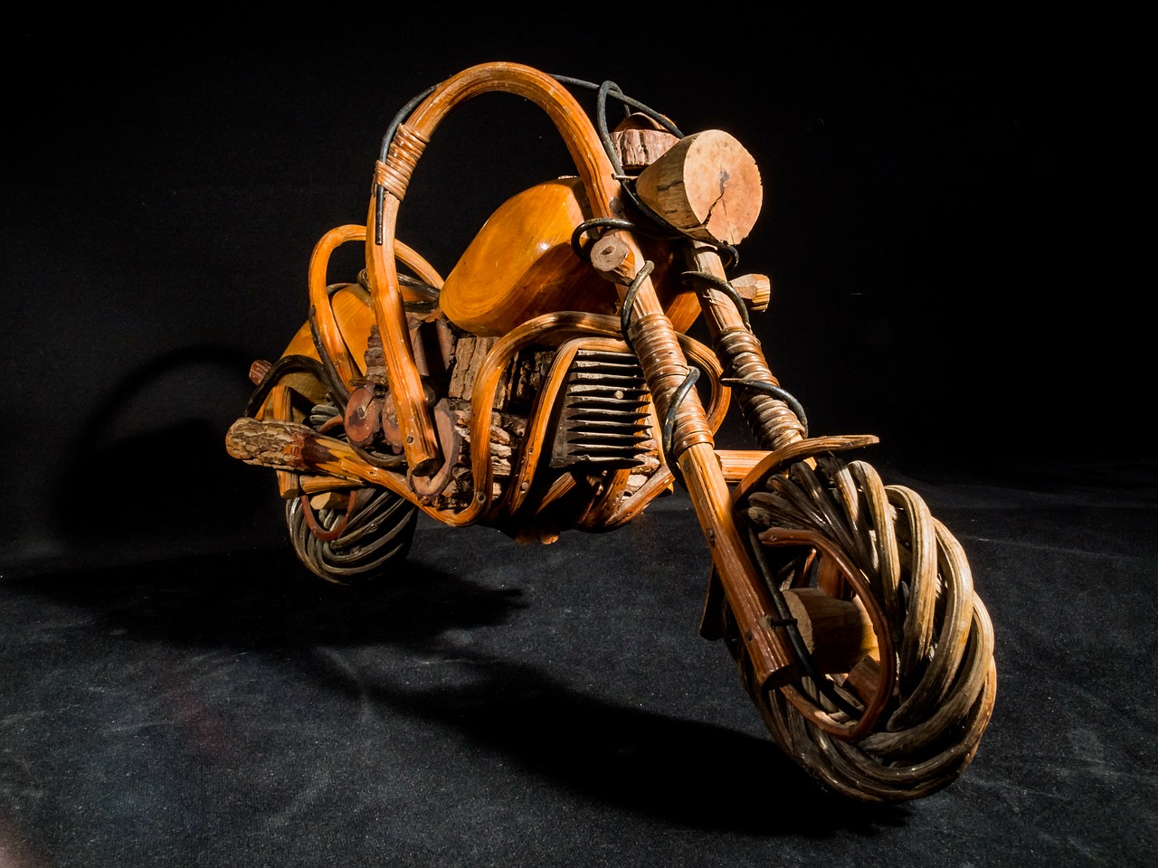 wooden motorcycle wood model art from thailand free photo